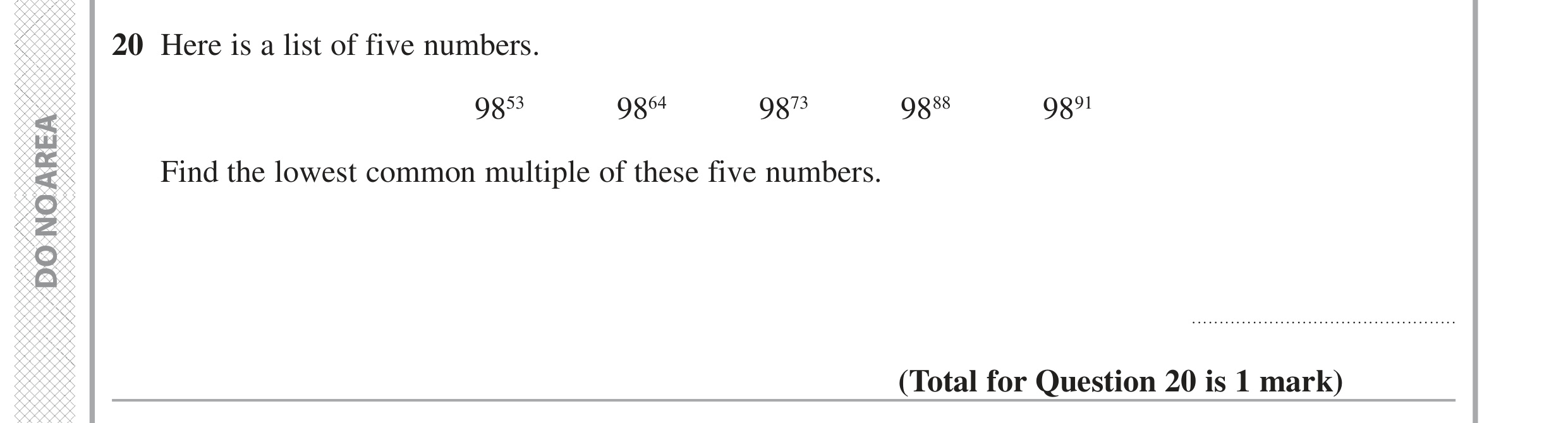 Question 20 — HCF and LCM — Edexcel GCSE June 2020
