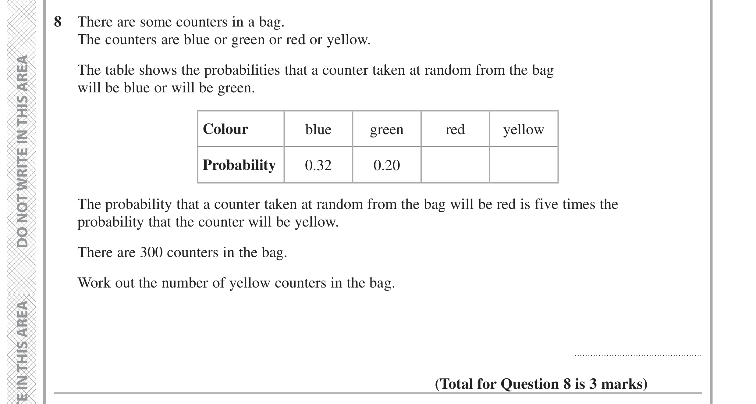 Question 8 — Probability — Edexcel GCSE June 2020