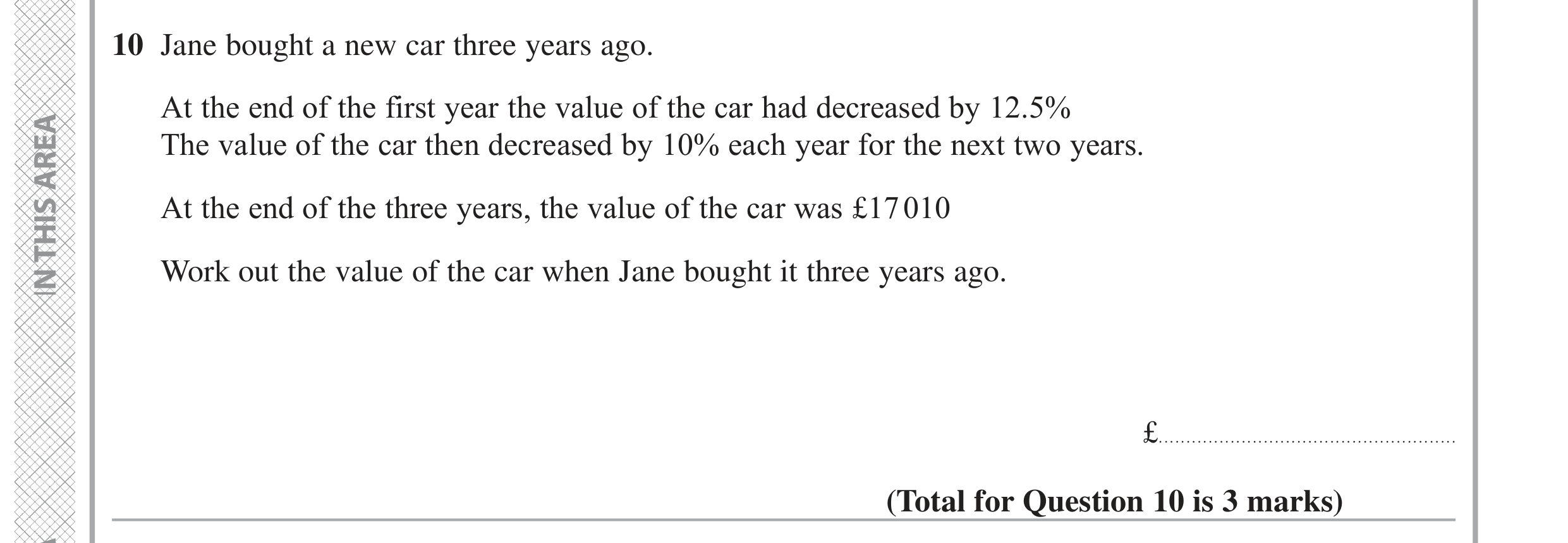 Question 10 — Percentages — Edexcel GCSE June 2022