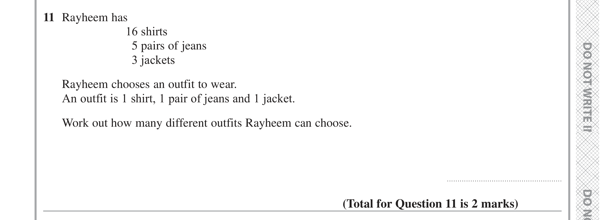 Question 11 — Probability, Combinations — Edexcel GCSE June 2022