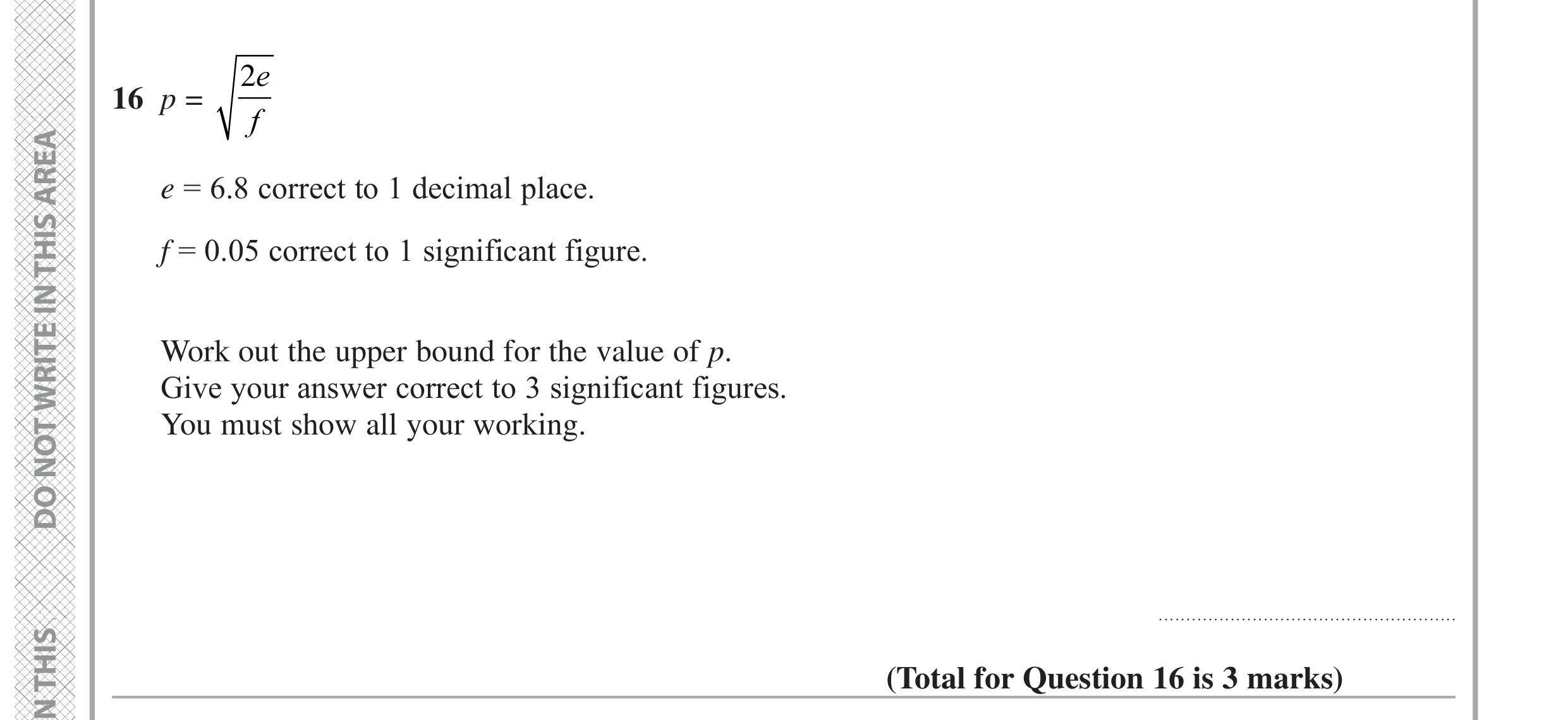 Question 16 — Upper/Lower Bounds — Edexcel GCSE June 2022