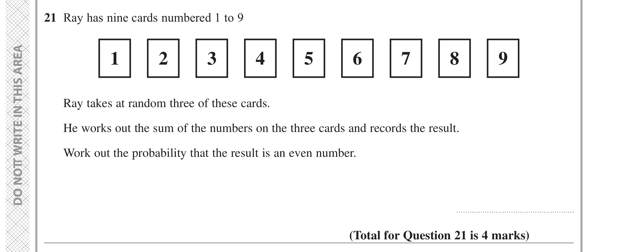 Question 21 — Probability — Edexcel GCSE June 2022