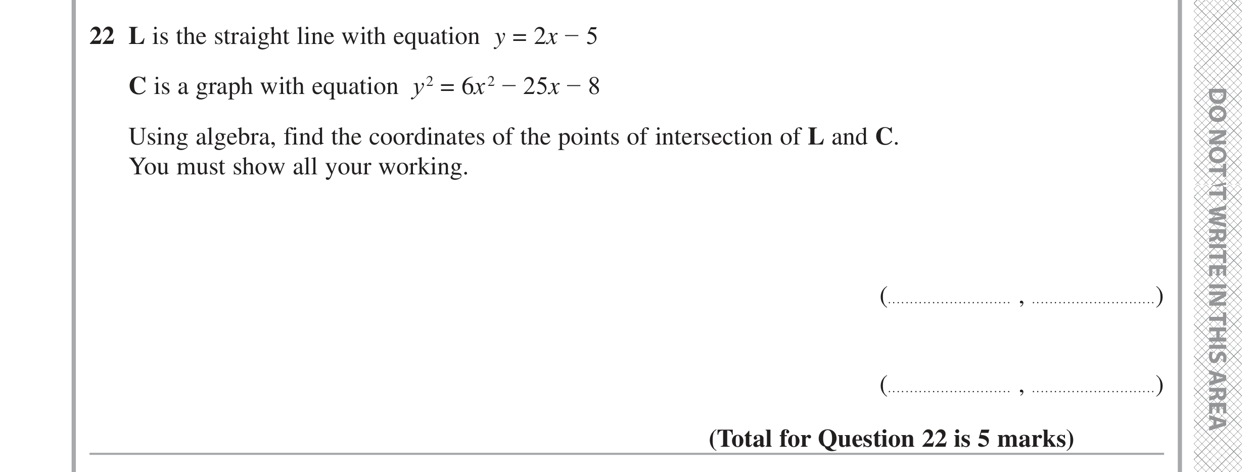 Question 22 — Simultaneous Equations — Edexcel GCSE June 2022