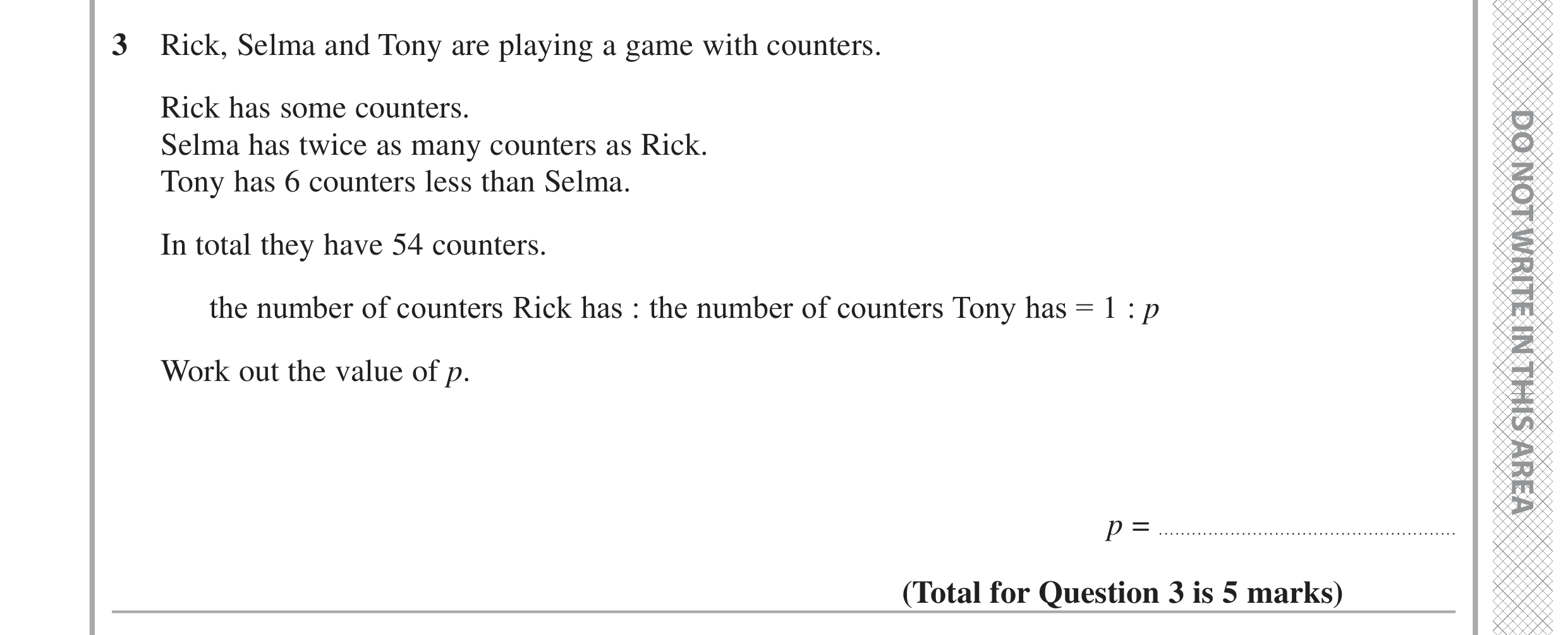 Question 3 — Ratios, Algebra — Edexcel GCSE June 2022