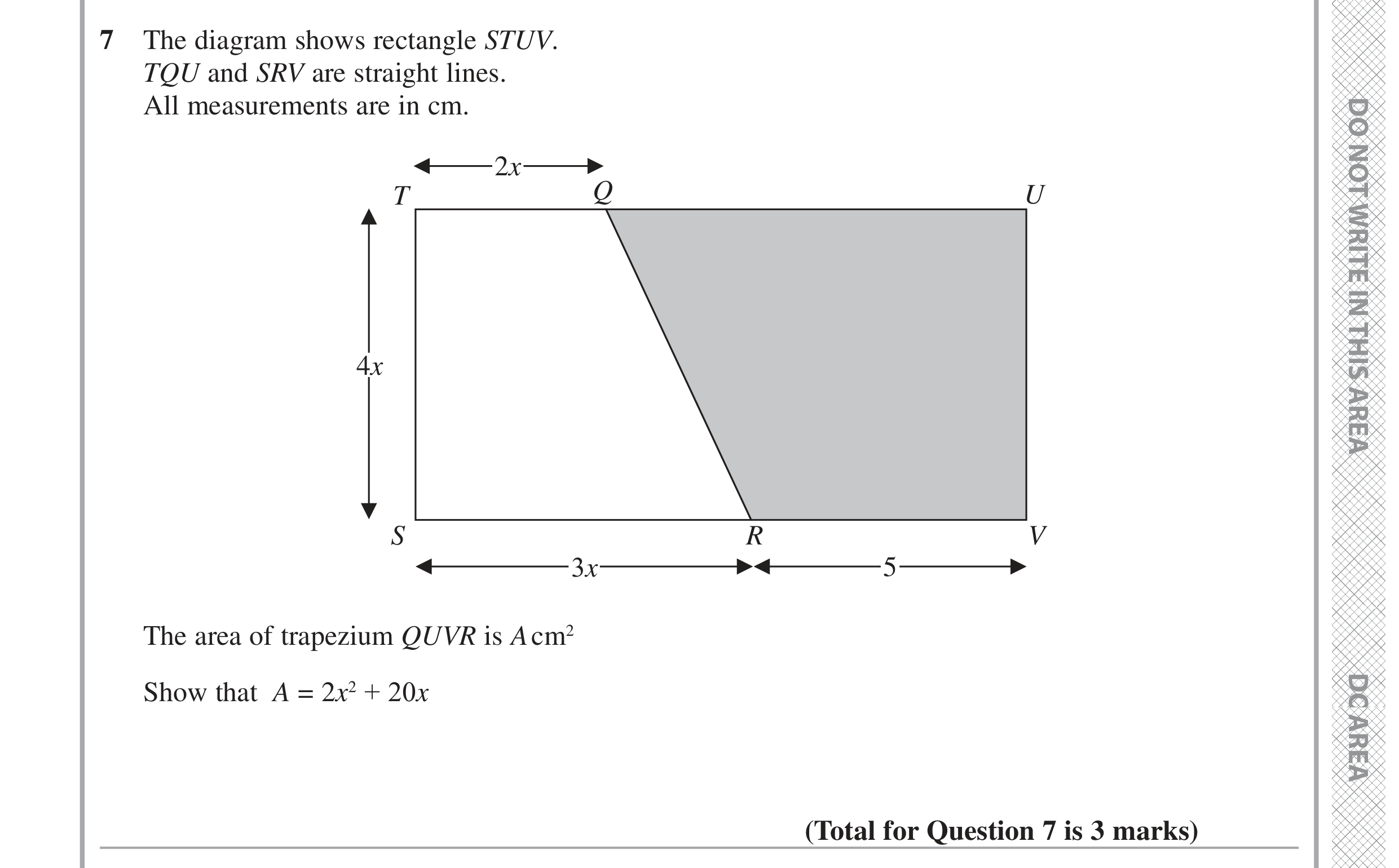 Question 7 — Perimeter and Area — Edexcel GCSE June 2022