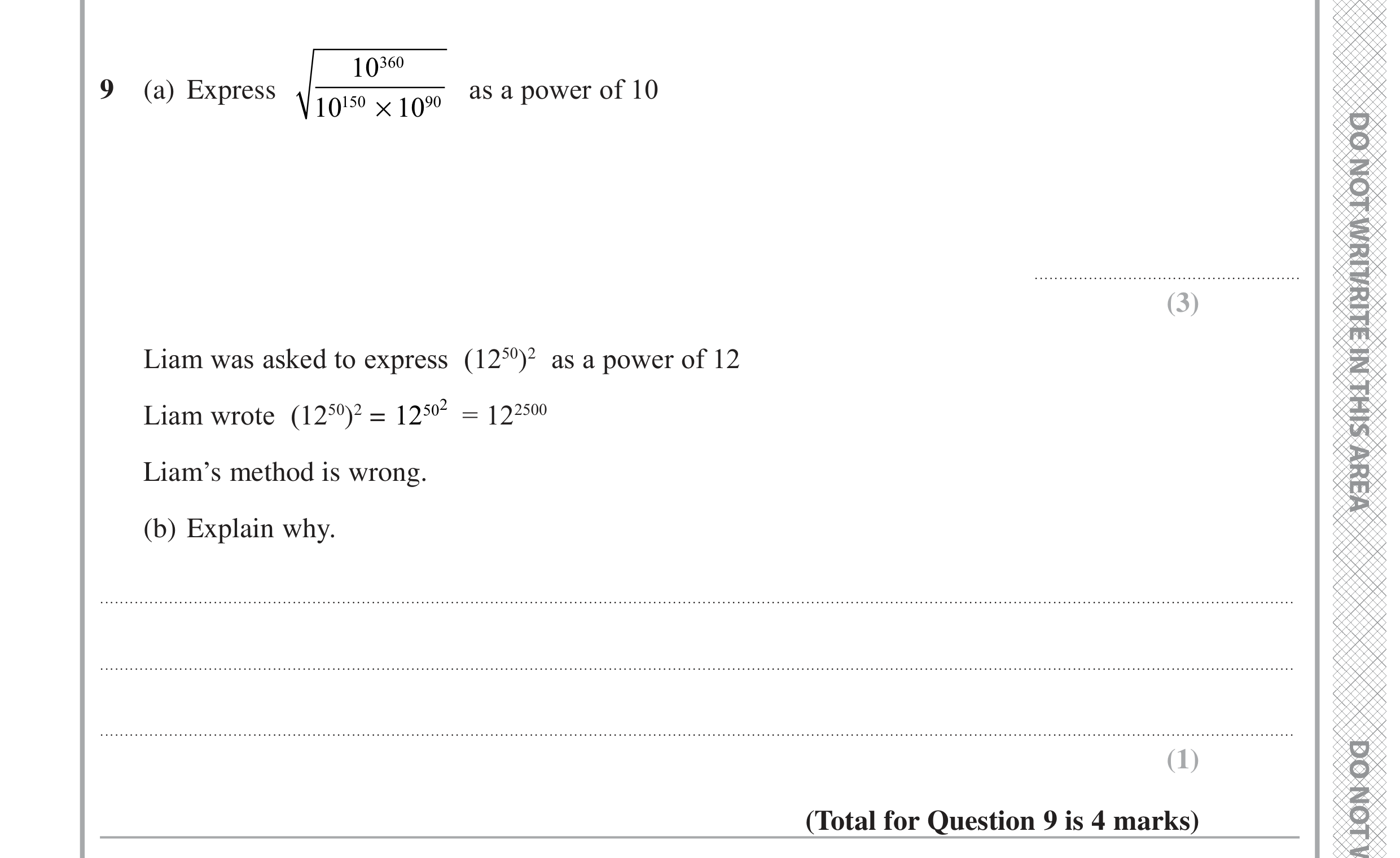 Question 9 — Powers — Edexcel GCSE June 2022