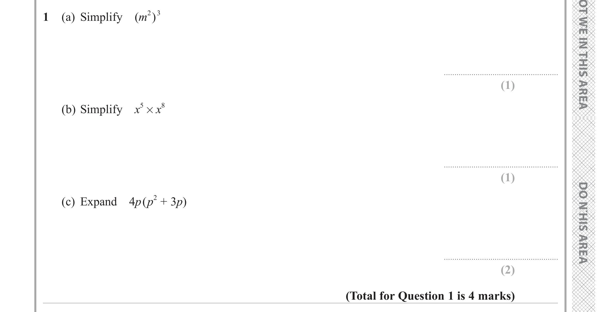 Question 1 — Powers — Edexcel GCSE June 2023