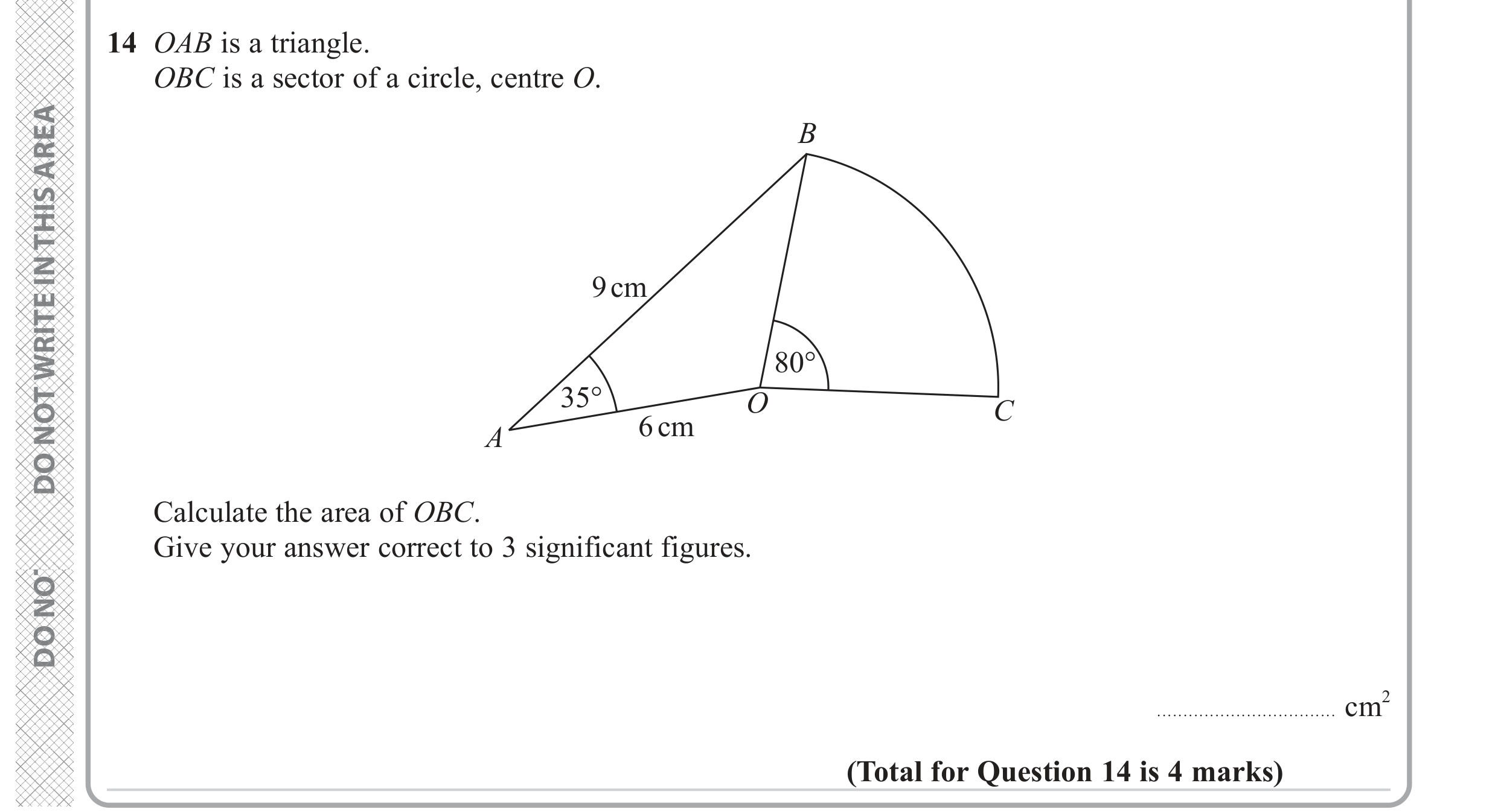 Question 14 — Sectors, Sine/Cosine Rule — Edexcel GCSE June 2023