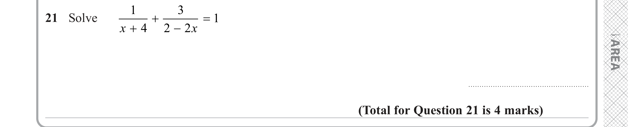 Question 21 — Algebra Fractions — Edexcel GCSE June 2023