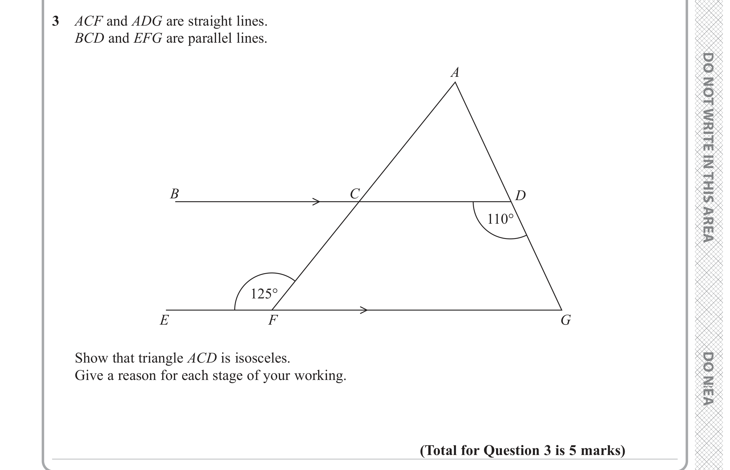 Question 3 — Angles in Parallel Lines, Angles — Edexcel GCSE June 2023