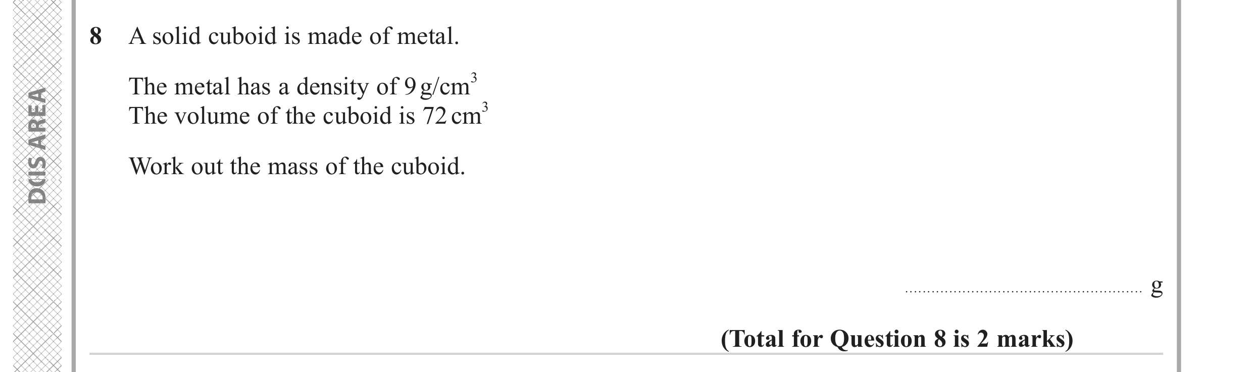 Question 8 — Speed/Distance/Time/Density/Pressure — Edexcel GCSE June 2023