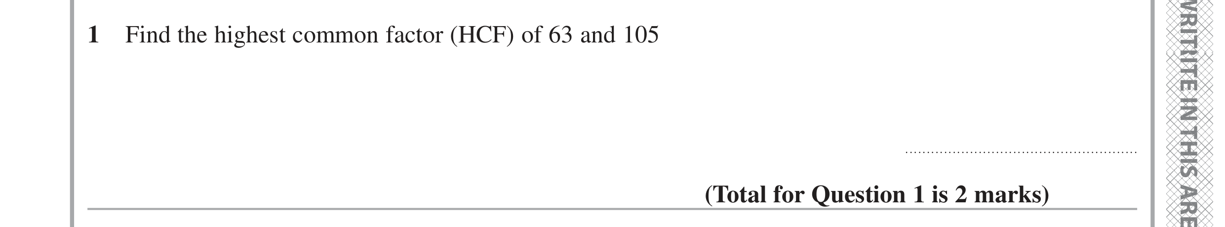 Question 1 — HCF and LCM — Edexcel GCSE June 2024
