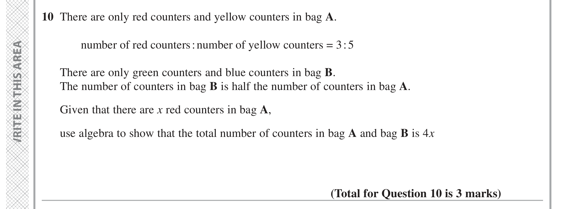 Question 10 — Ratios, Algebra — Edexcel GCSE June 2024