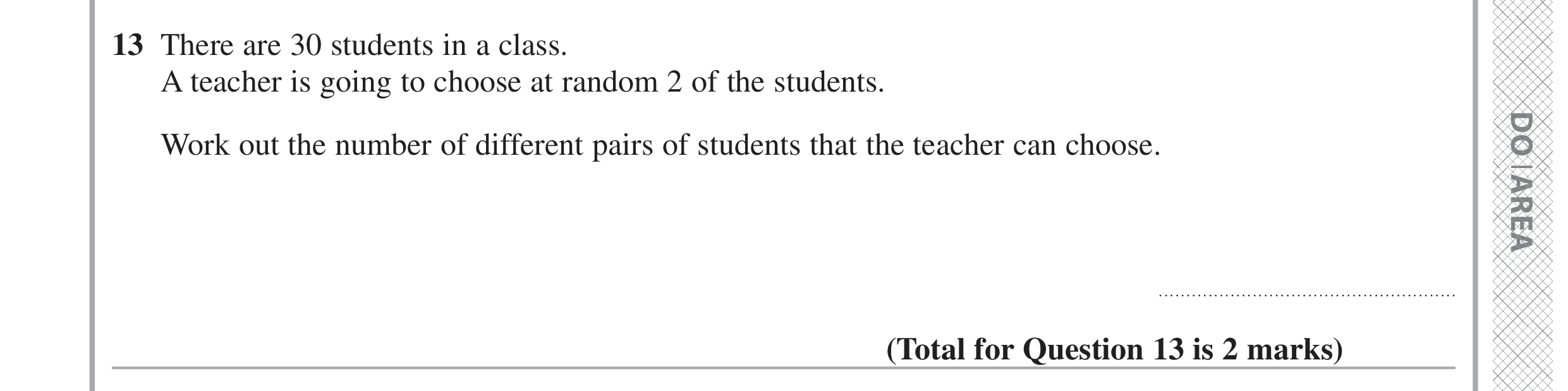 Question 13 — Combinations — Edexcel GCSE June 2024