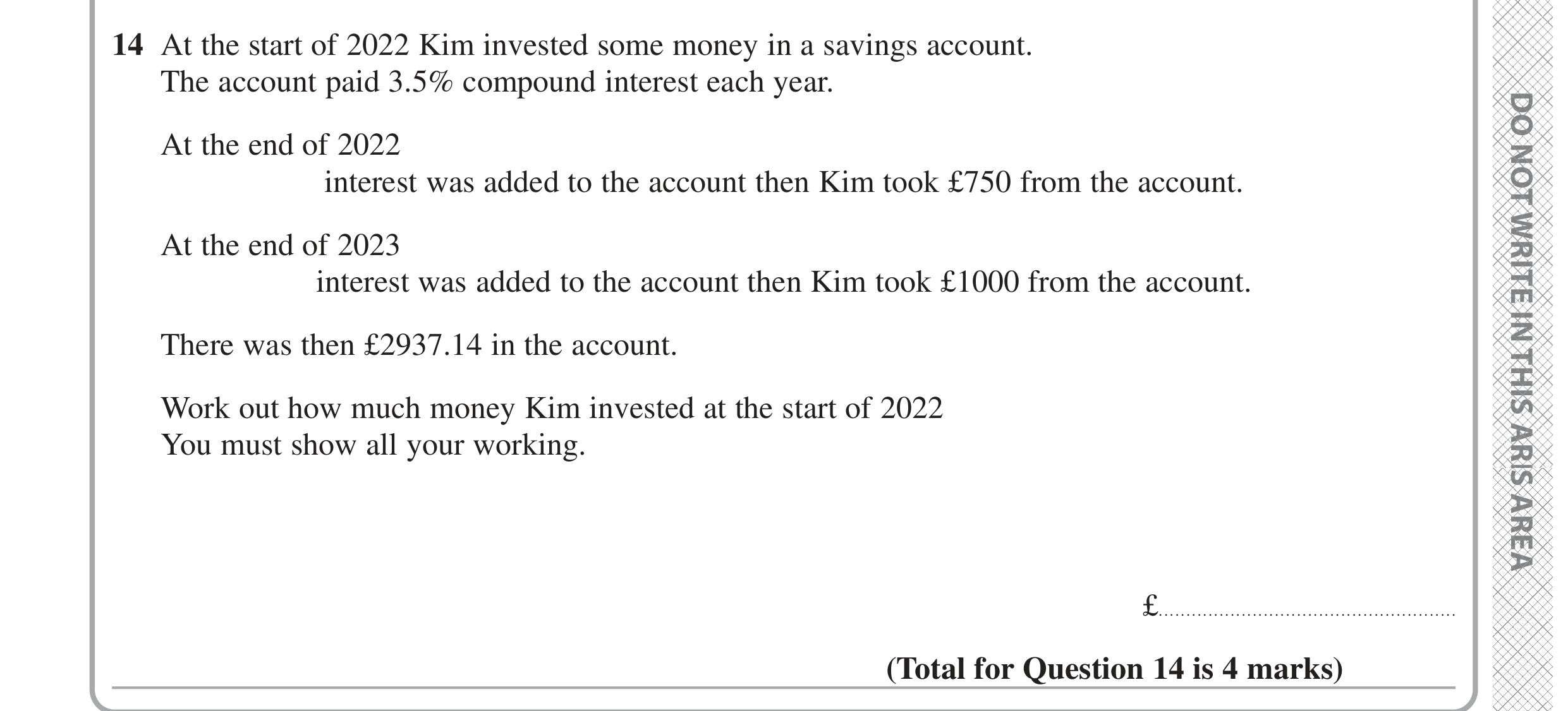 Question 14 — Compound Interest — Edexcel GCSE June 2024