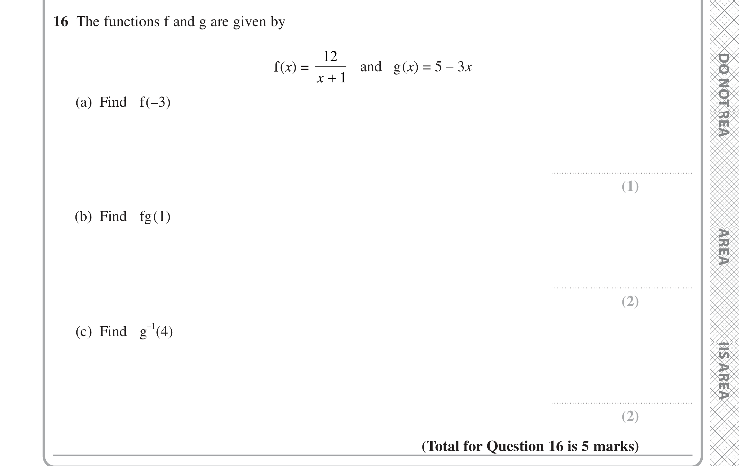 Question 16 — Functions — Edexcel GCSE June 2024
