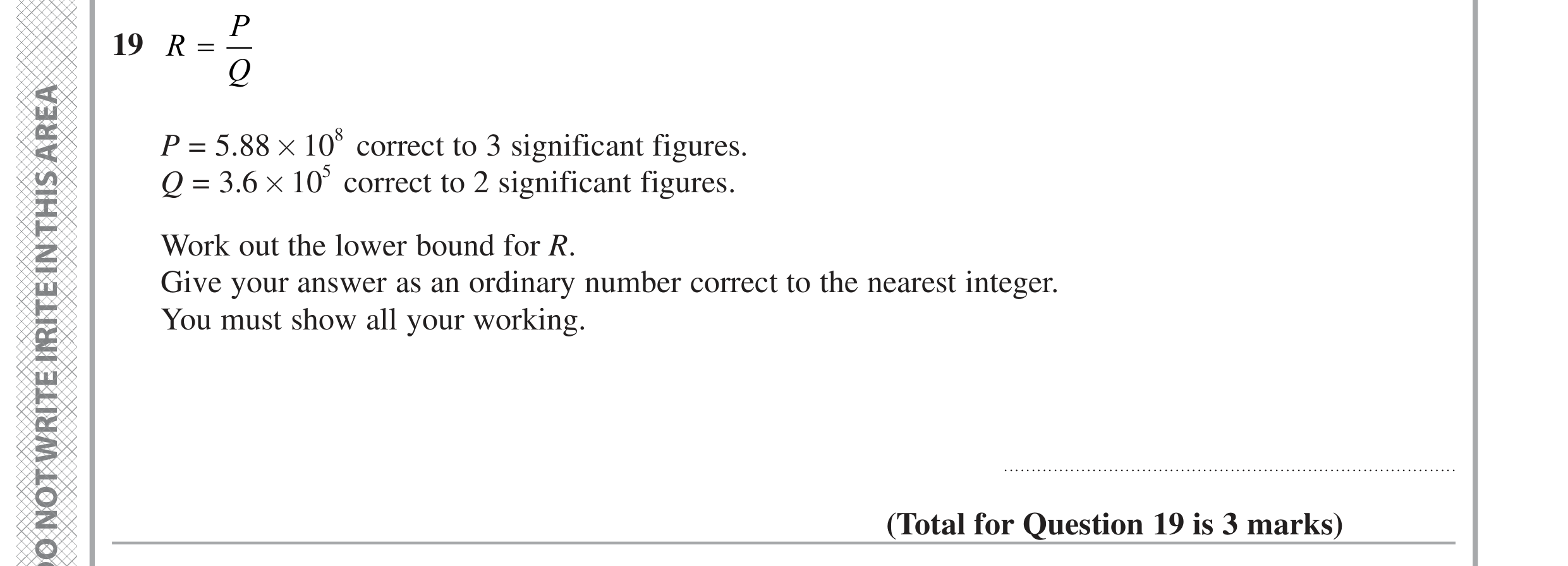 Question 19 — Upper/Lower Bounds, Standard Form — Edexcel GCSE June 2024