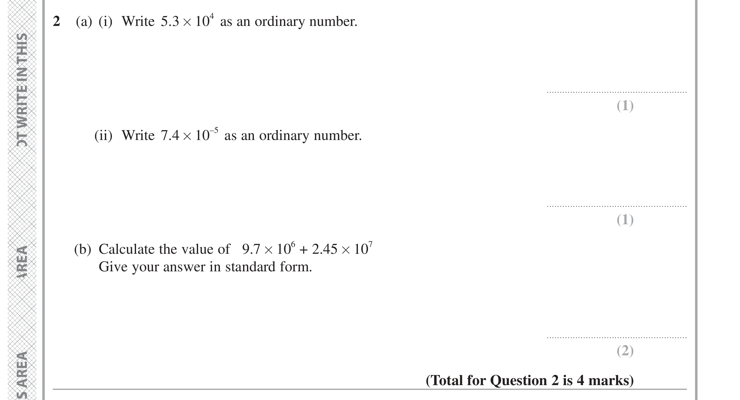 Question 2 — Standard Form — Edexcel GCSE June 2024