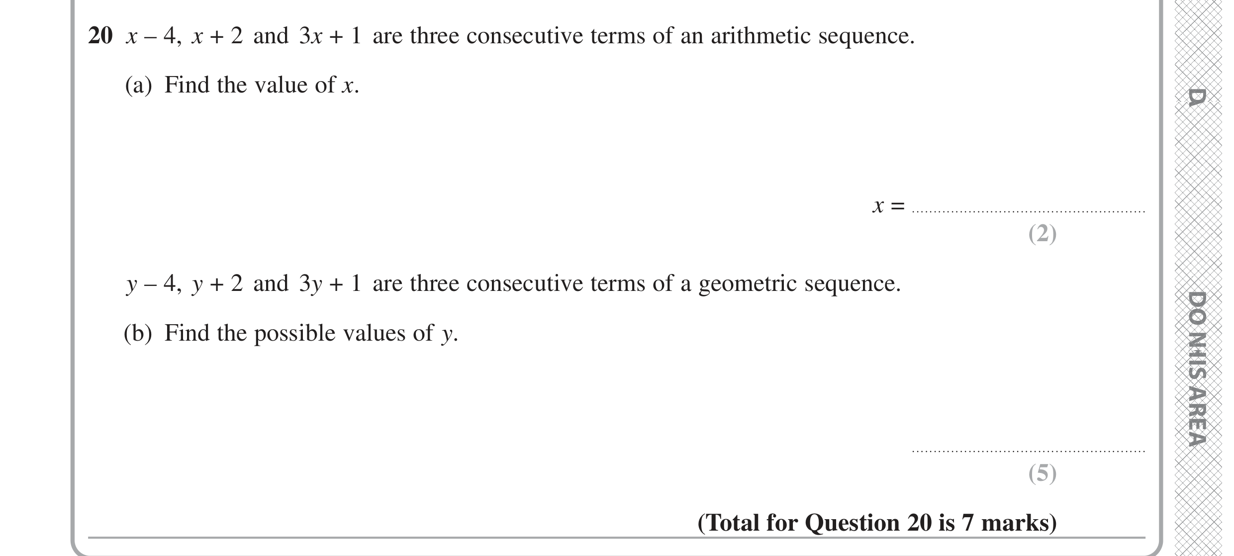Question 20 — Sequences — Edexcel GCSE June 2024