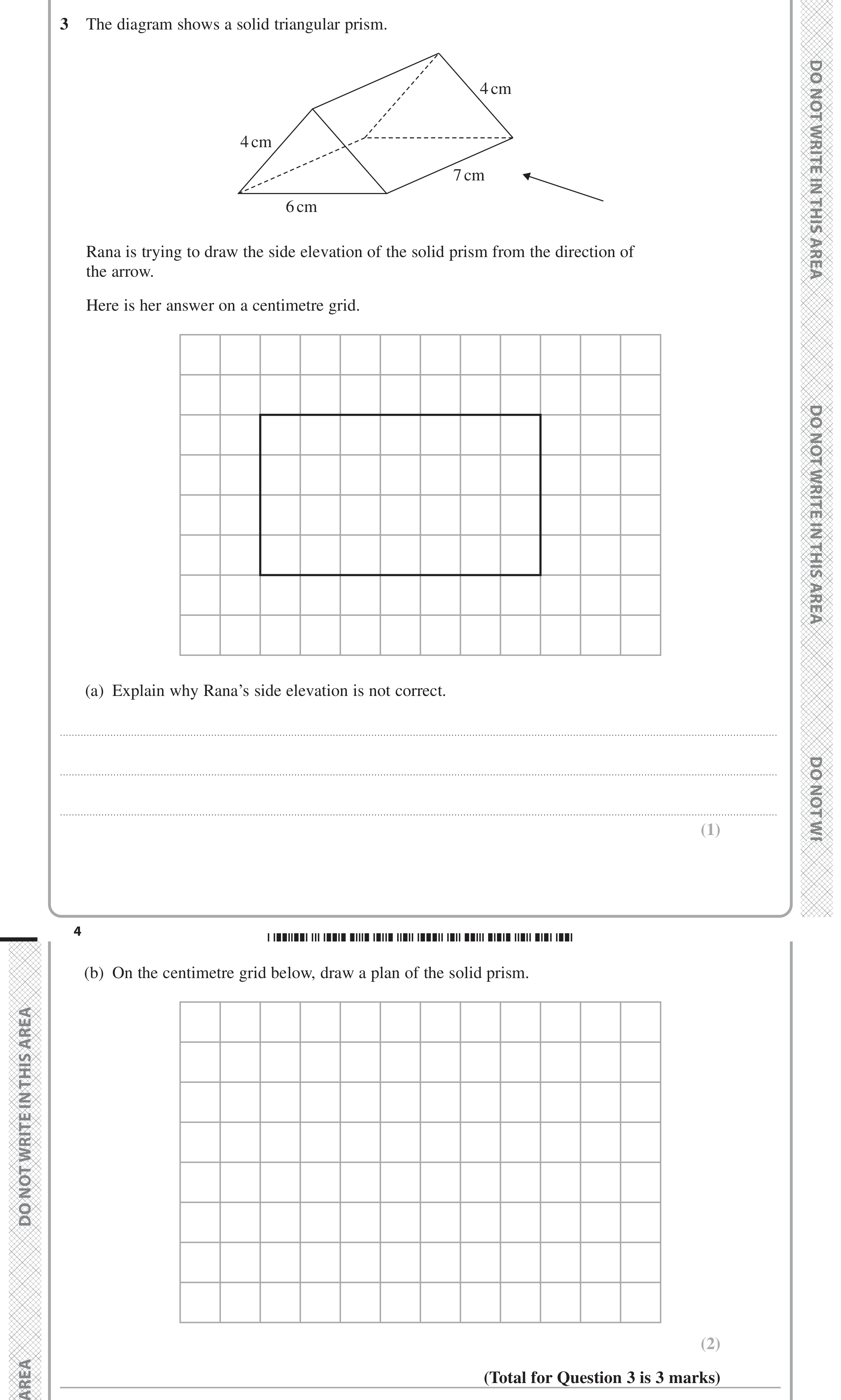 Question 3 — Elevation and Plans — Edexcel GCSE June 2024