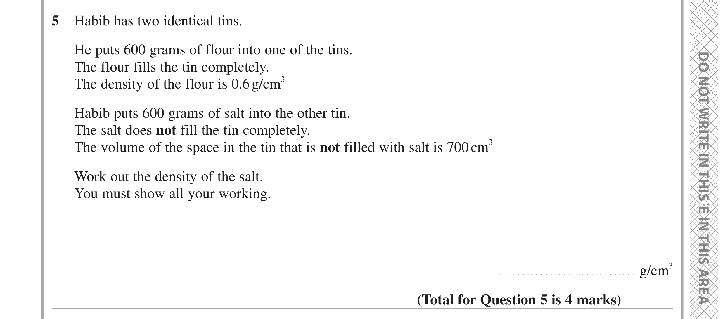 Question 5 — Speed/Distance/Time/Density/Pressure — Edexcel GCSE June 2024