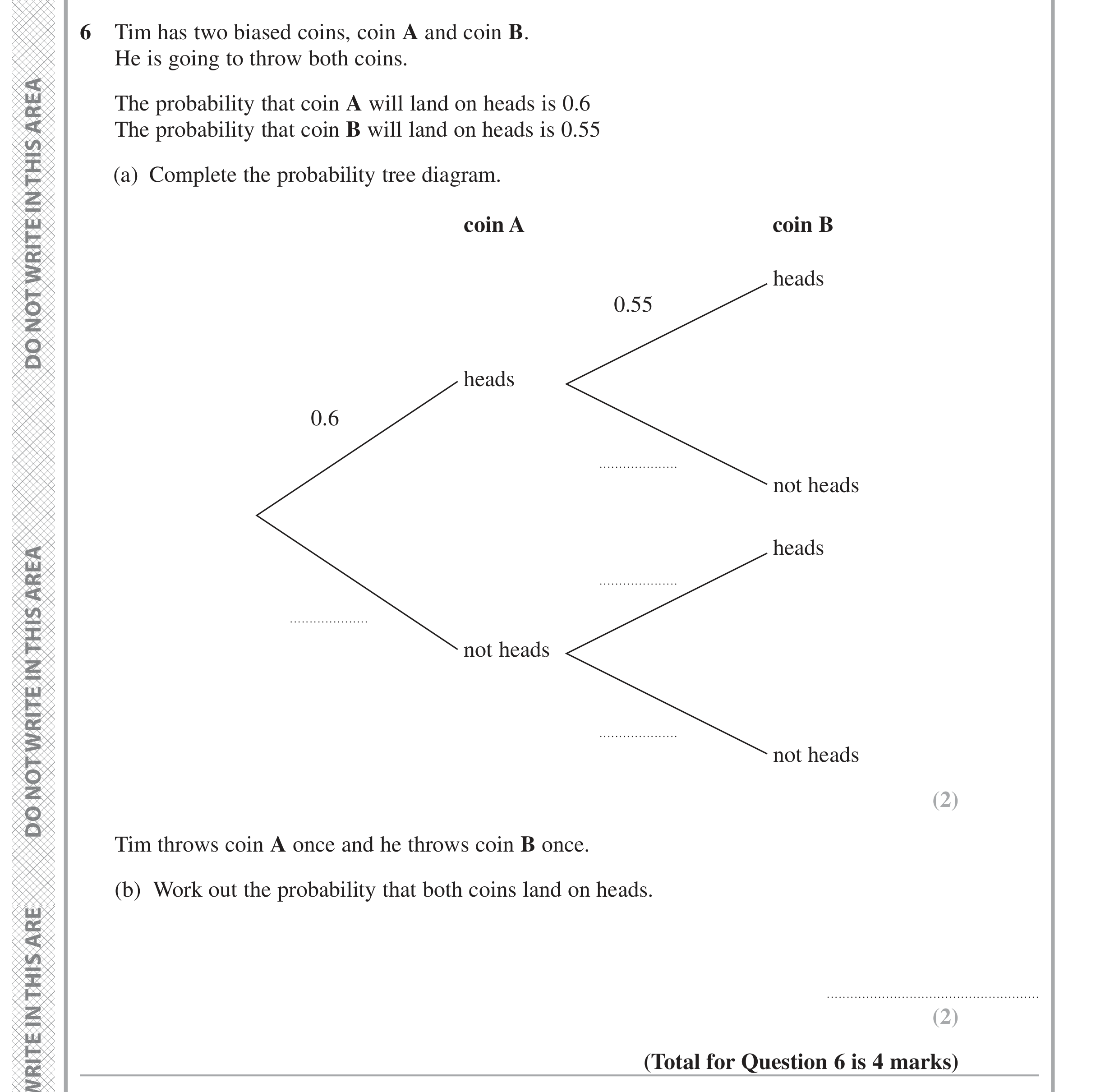 Question 6 — Probability — Edexcel GCSE June 2024