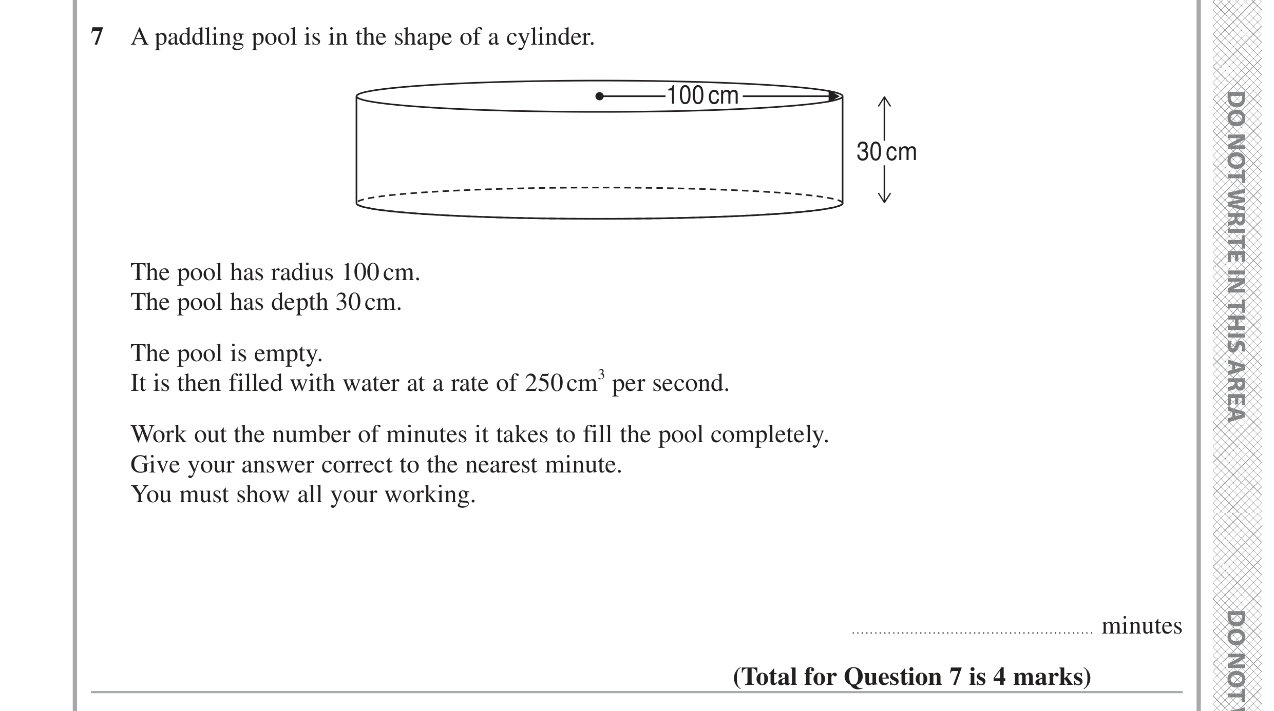 Question 7 — 3D Shapes and Volume, Unit Conversions — Edexcel GCSE June 2024