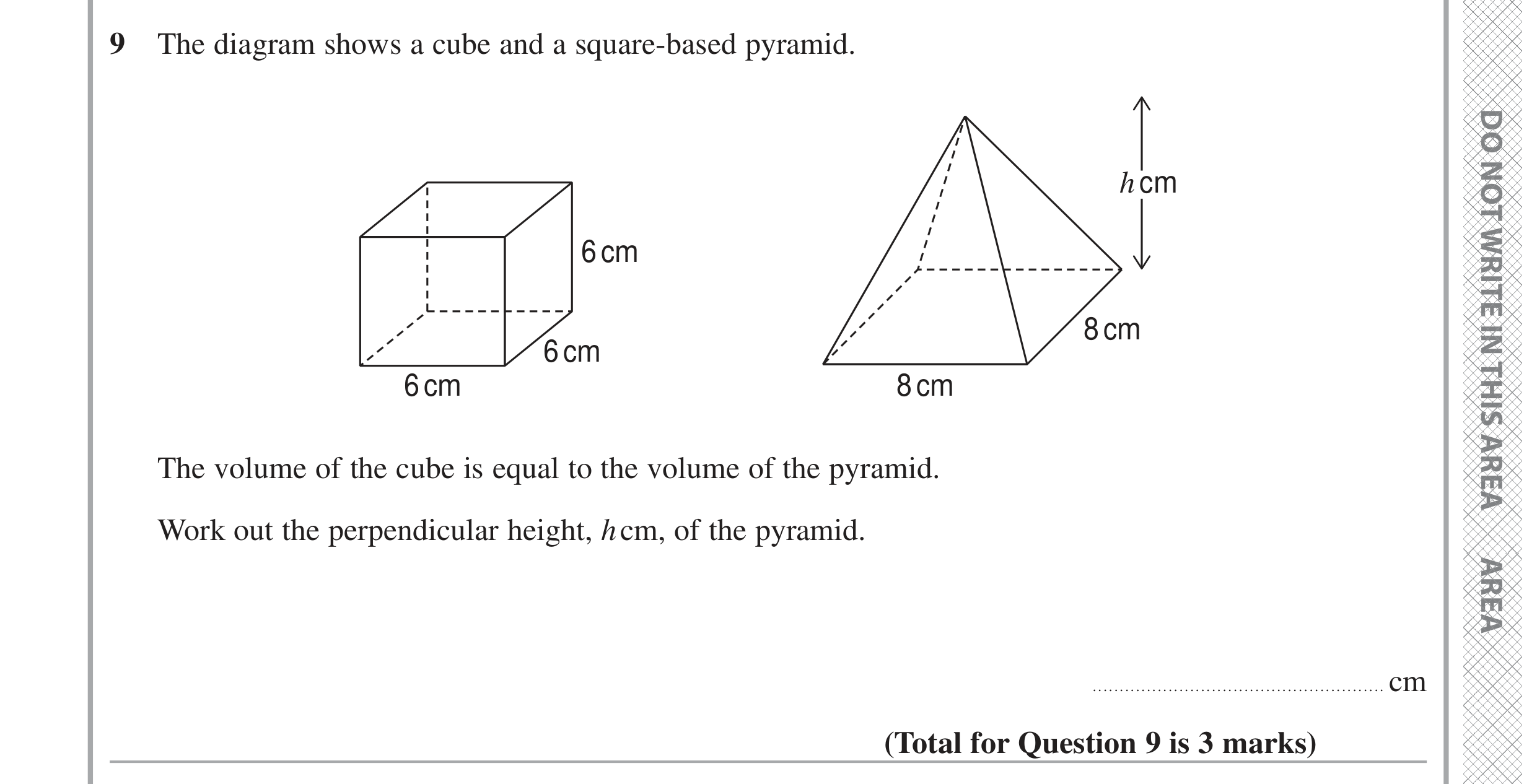 Question 9 — 3D Shapes and Volume — Edexcel GCSE June 2024