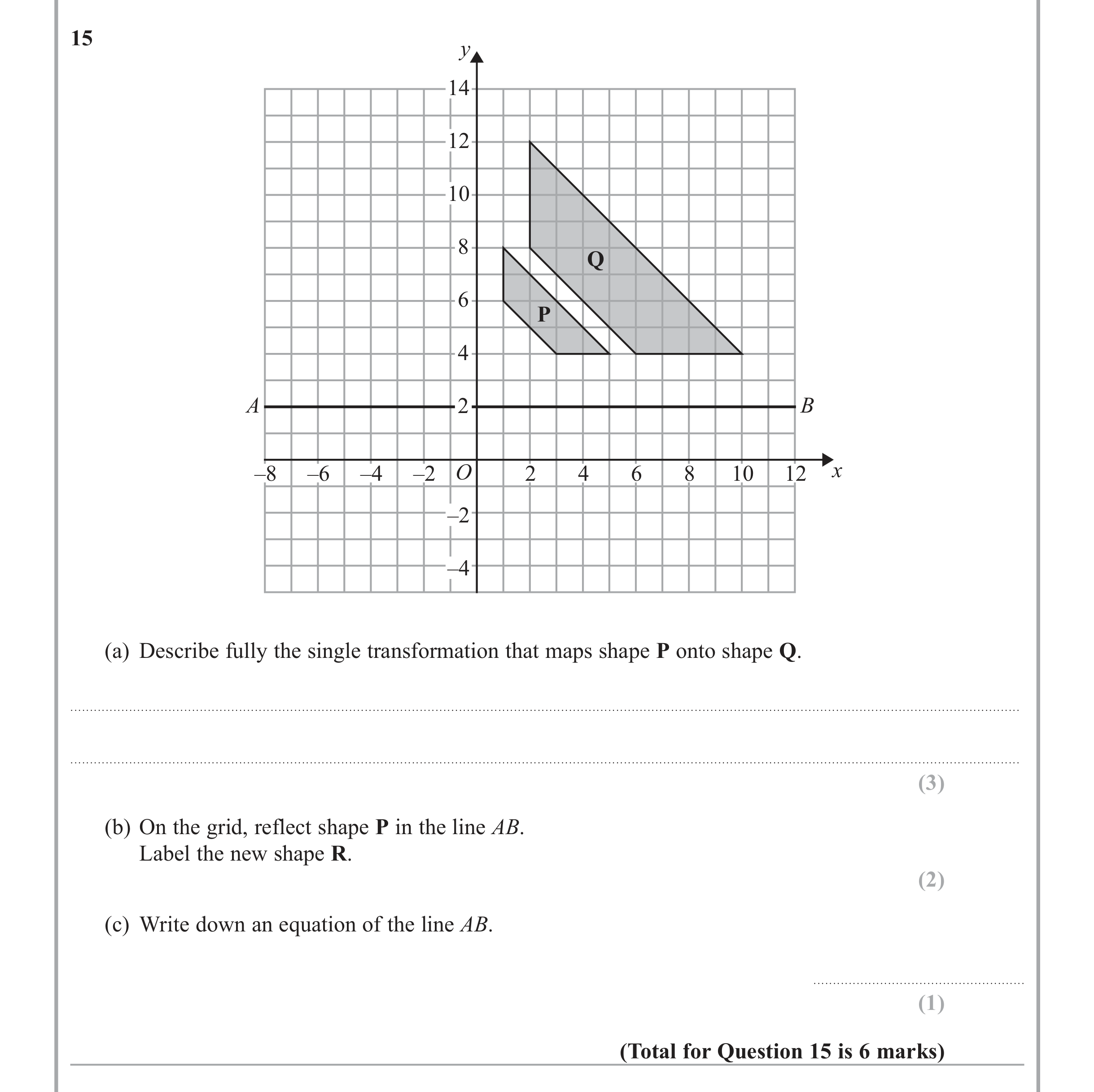 Question 15 — Coordinate Geometry — Edexcel iGCSE June 2013