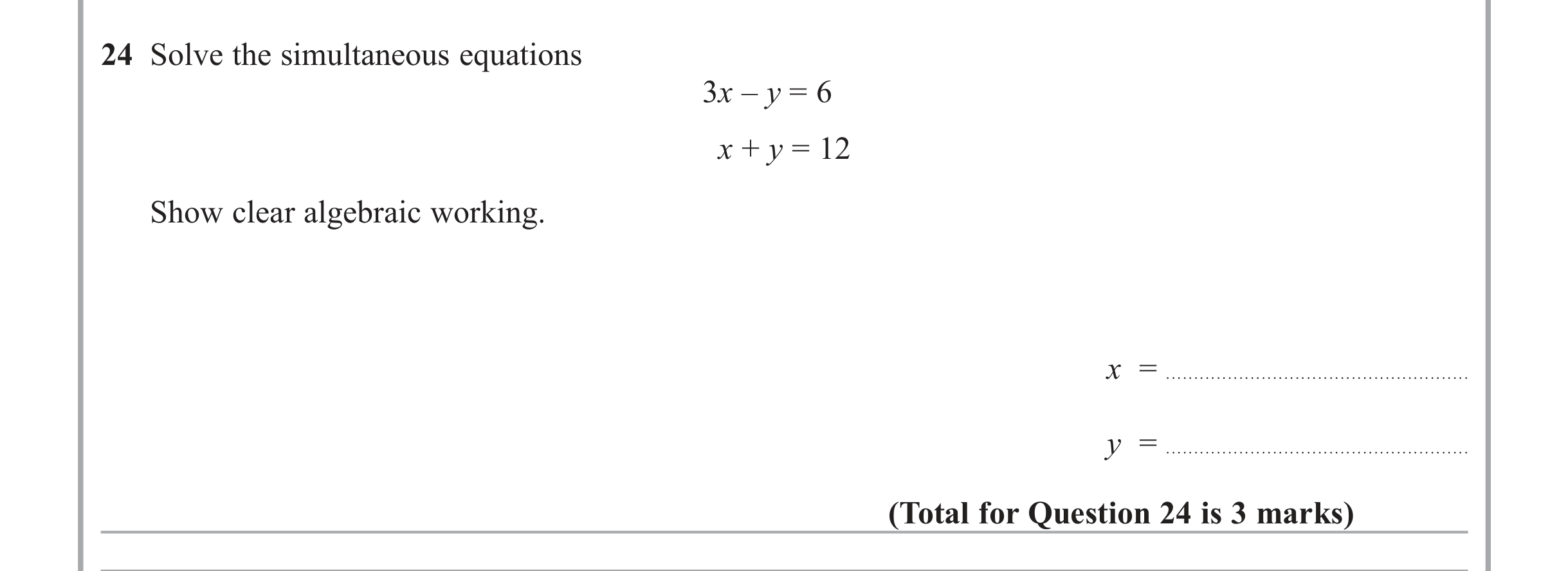 Question 24 — Coordinate Geometry — Edexcel iGCSE June 2013