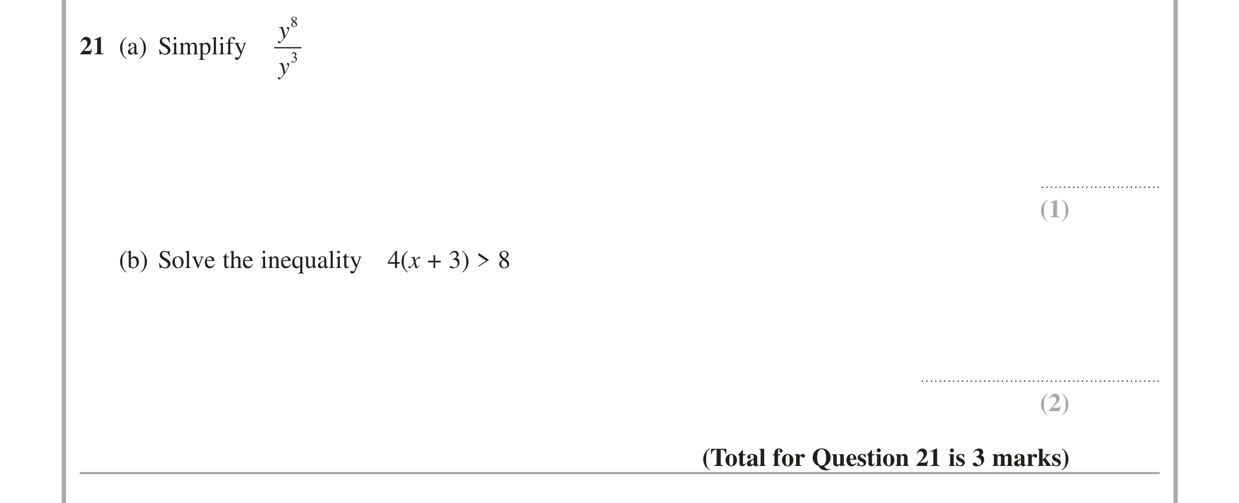 Question 21 — Inequalities — Edexcel iGCSE Jan 2014