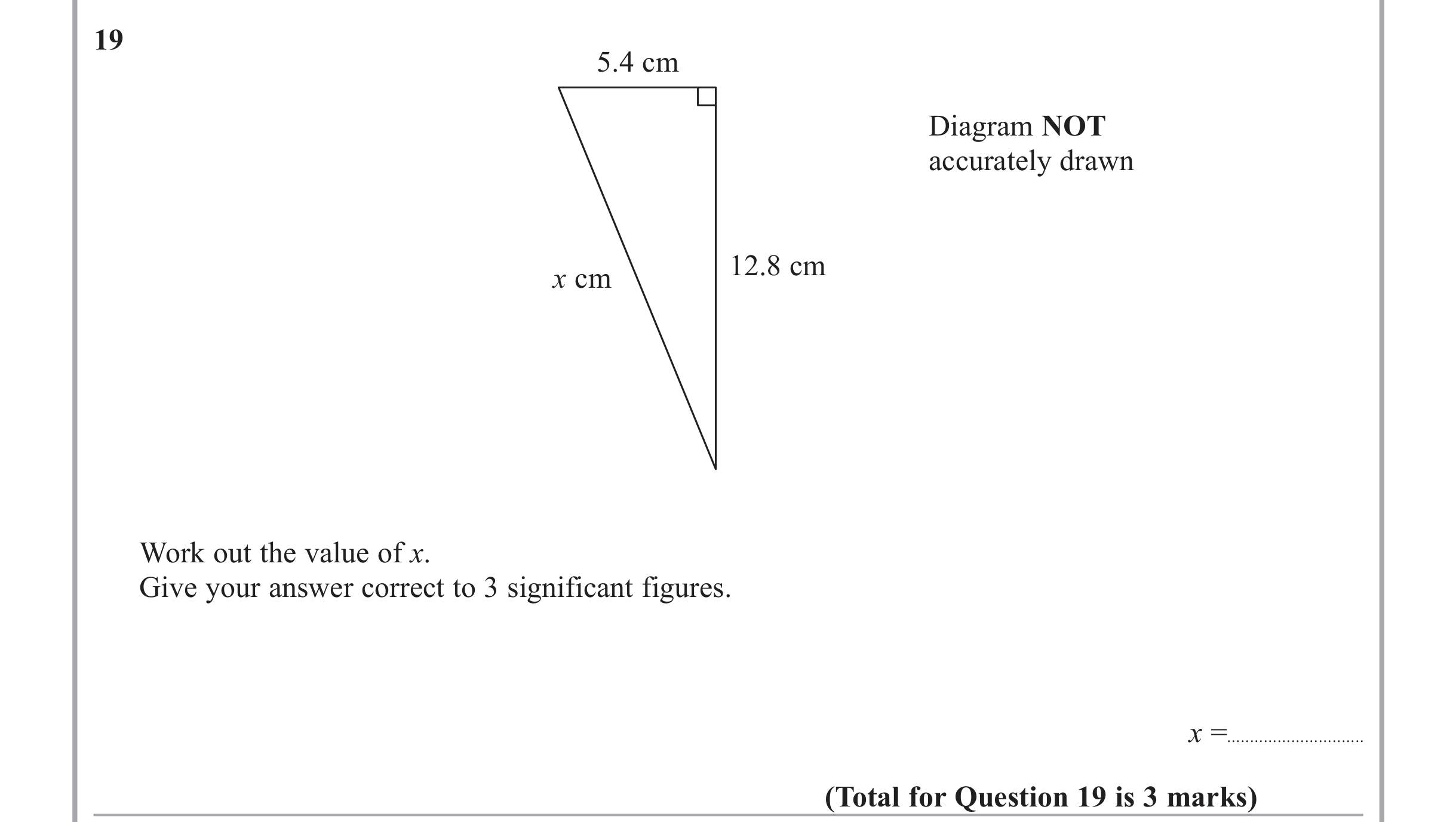 Question 19 — Pythagoras — Edexcel iGCSE June 2015