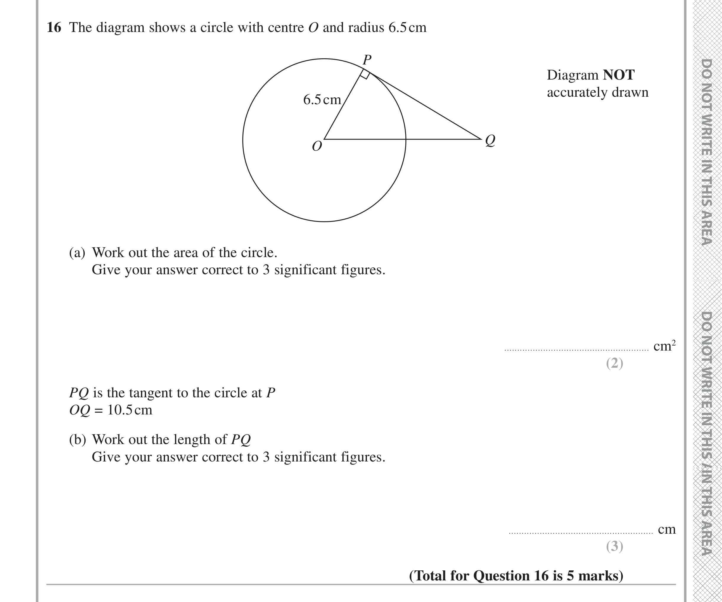 Question 16 — Circles — Edexcel iGCSE Jan 2016