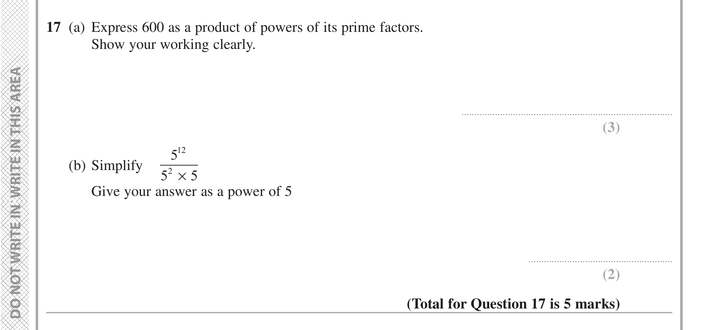 Question 17 — Indices and Surds — Edexcel iGCSE Jan 2016