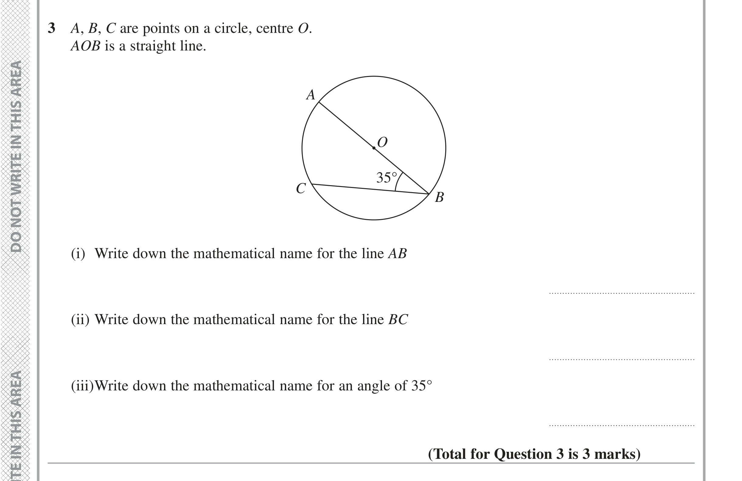 Question 3 — Circles — Edexcel iGCSE June 2016