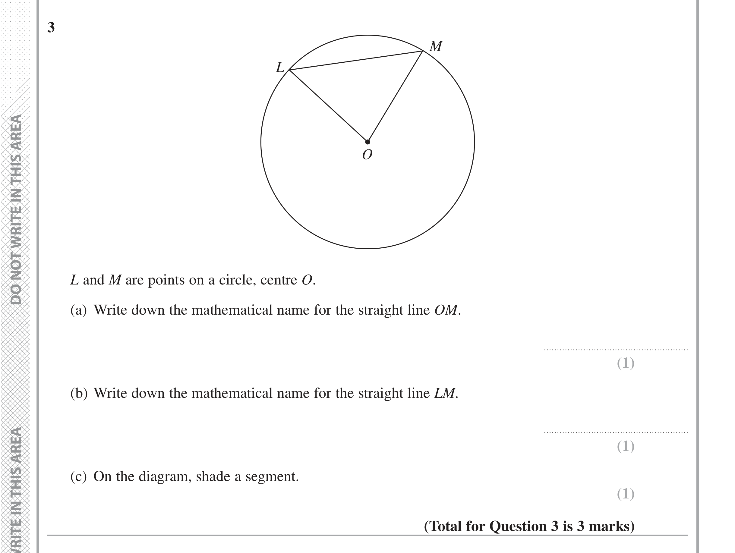 Question 3 — Circles — Edexcel iGCSE Jan 2017