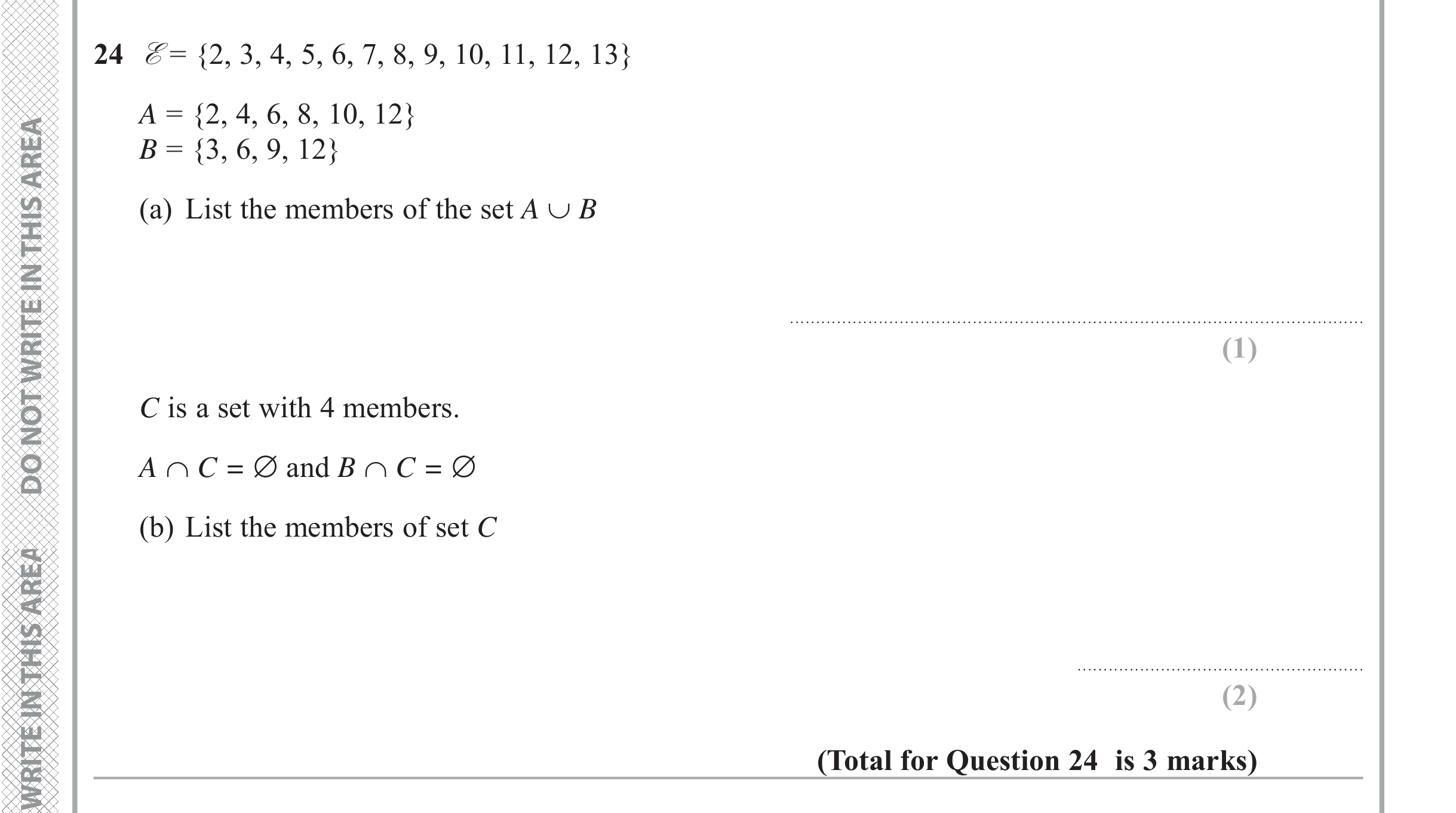 Question 24 — Venn Diagram — Edexcel iGCSE Jan 2018