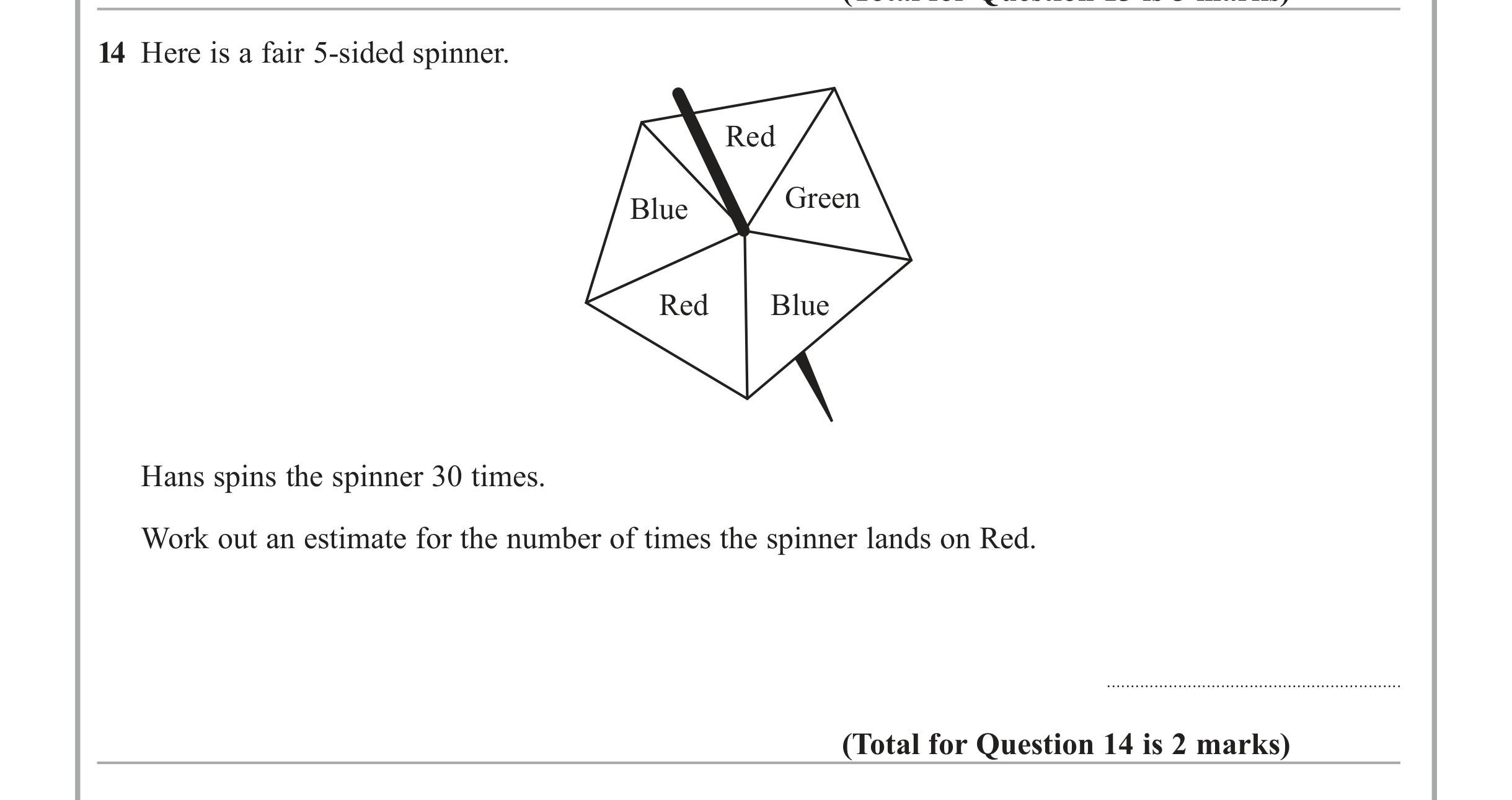 Question 14 — Probability — Edexcel iGCSE Jan 2012