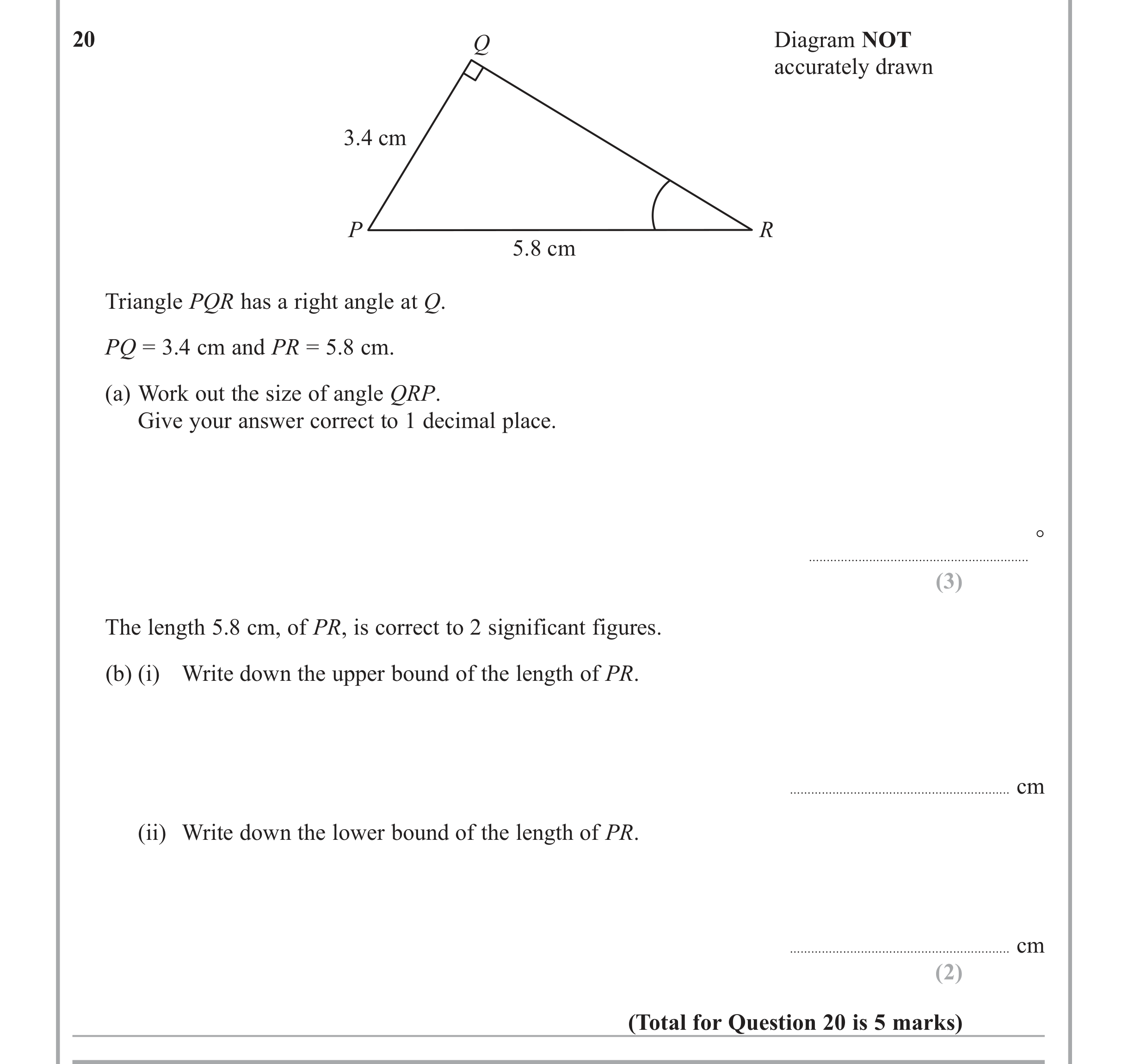 Question 20 — Trig — Edexcel iGCSE Jan 2012