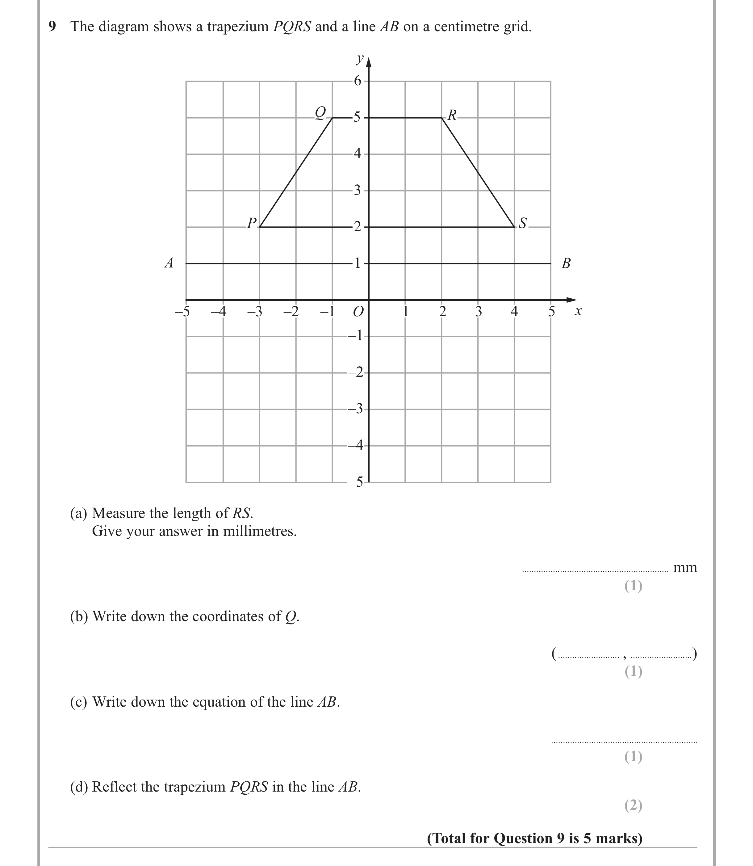 Question 9 — Coordinate Geometry — Edexcel iGCSE Jan 2012
