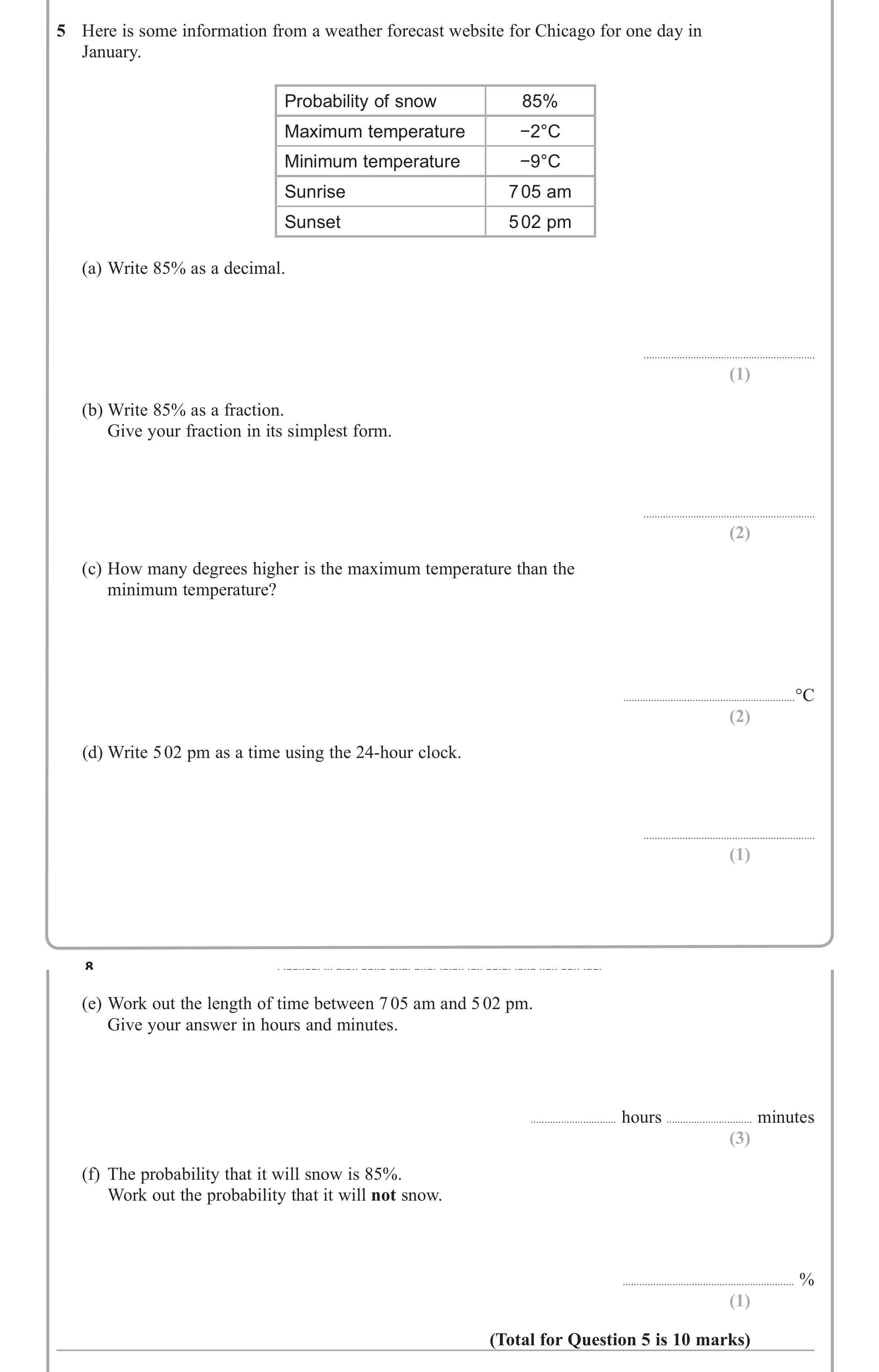 Question 5 — Probability — Edexcel iGCSE June 2012