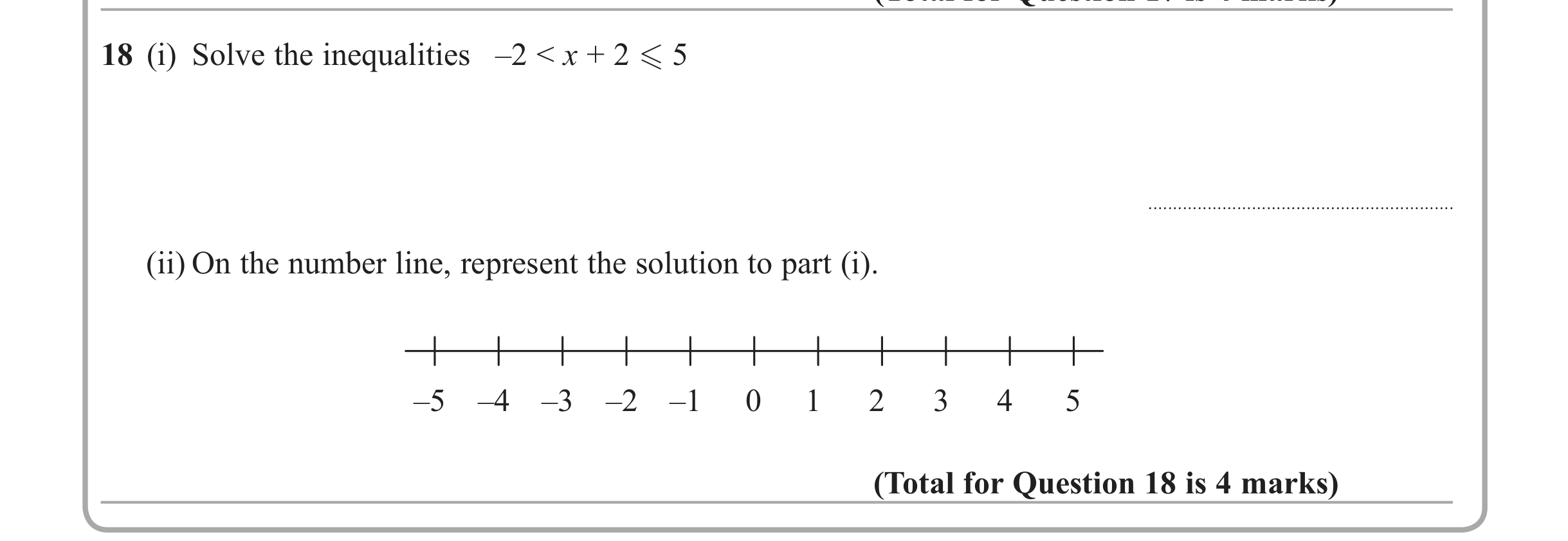 Question 18 — Inequalities — Edexcel iGCSE Jan 2013