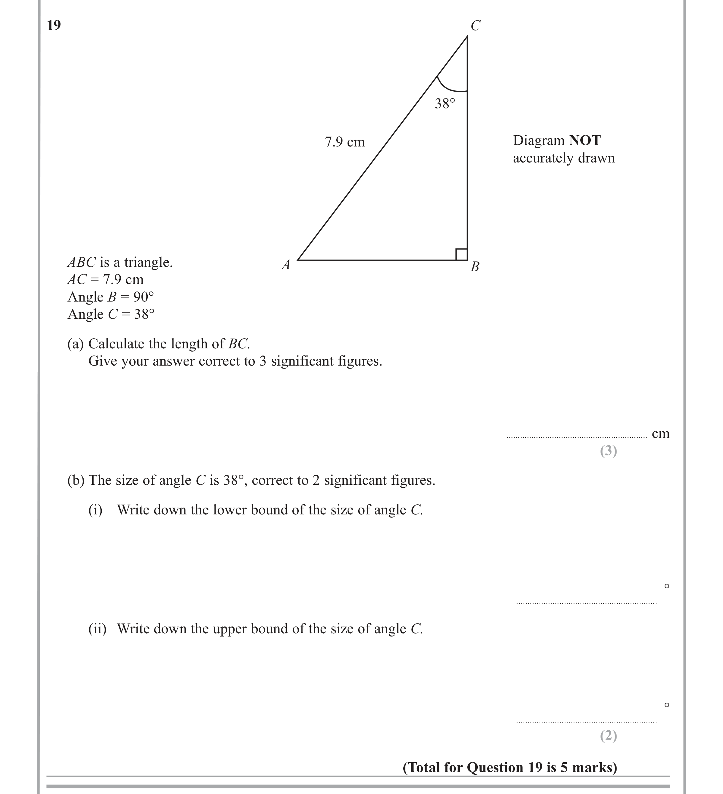 Question 19 — Trig — Edexcel iGCSE Jan 2013