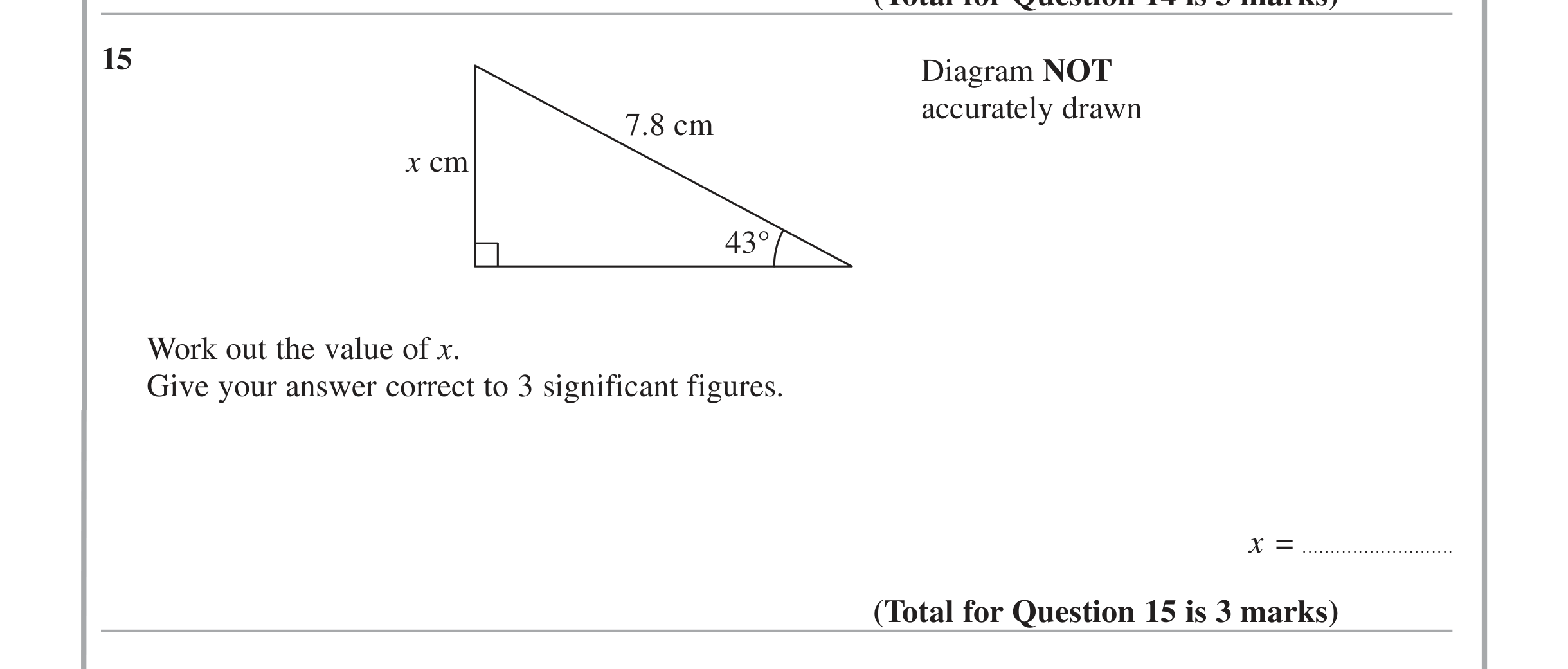 Question 15 — Trig — Edexcel iGCSE Jan 2014