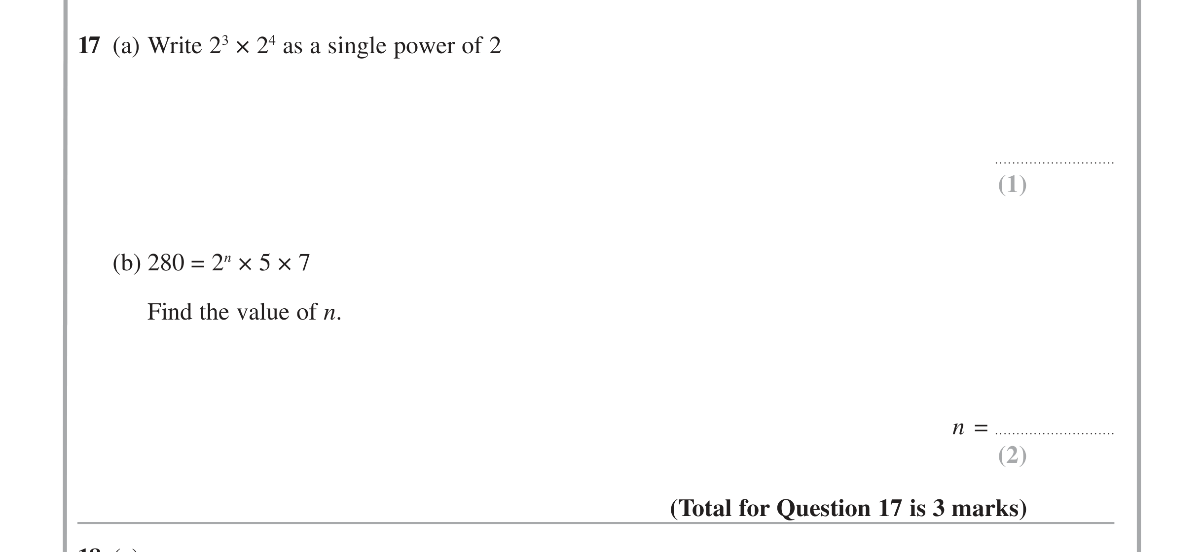 Question 17 — Indices and Surds — Edexcel iGCSE Jan 2014