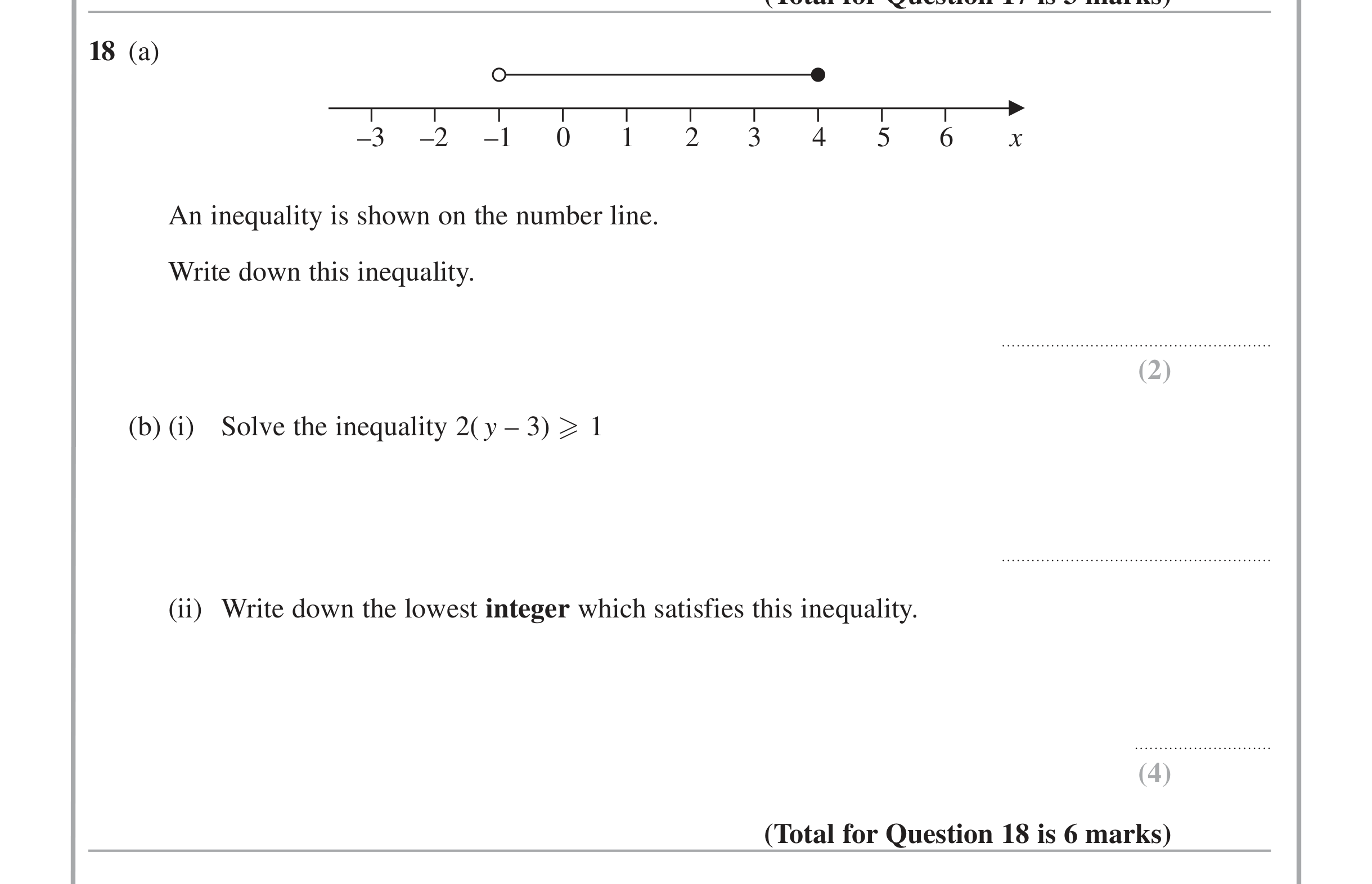 Question 18 — Inequalities — Edexcel iGCSE Jan 2014