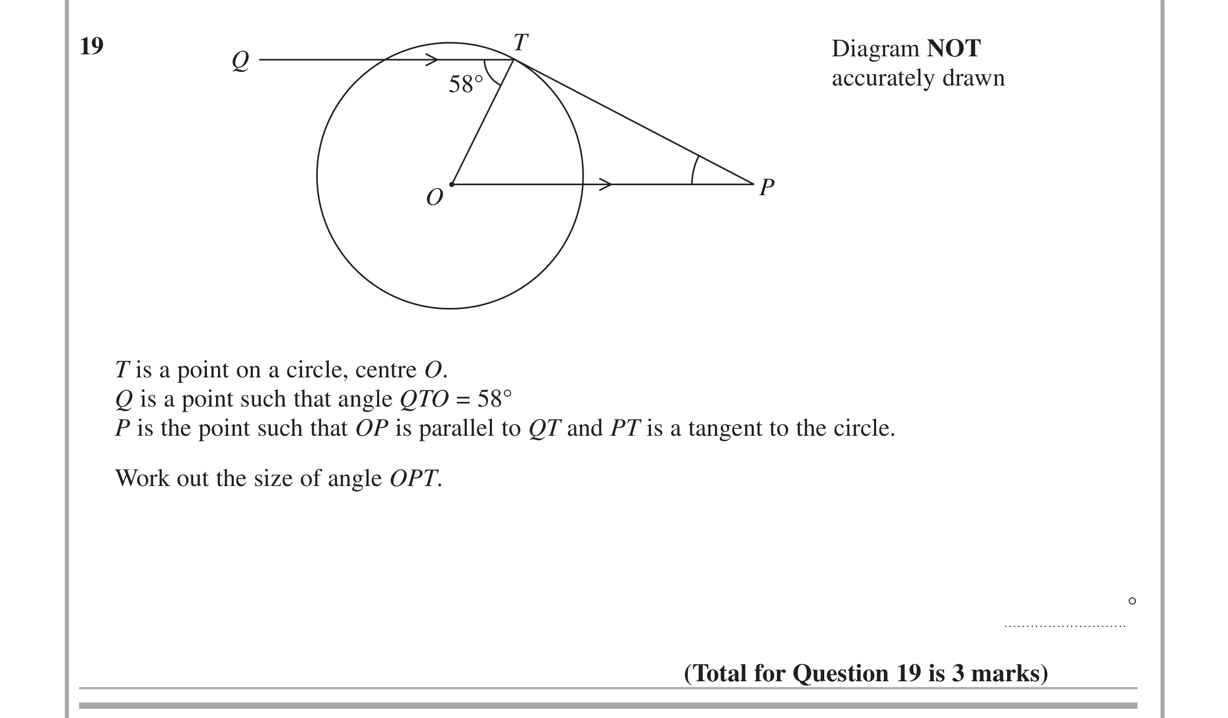 Question 19 — Circles — Edexcel iGCSE Jan 2014