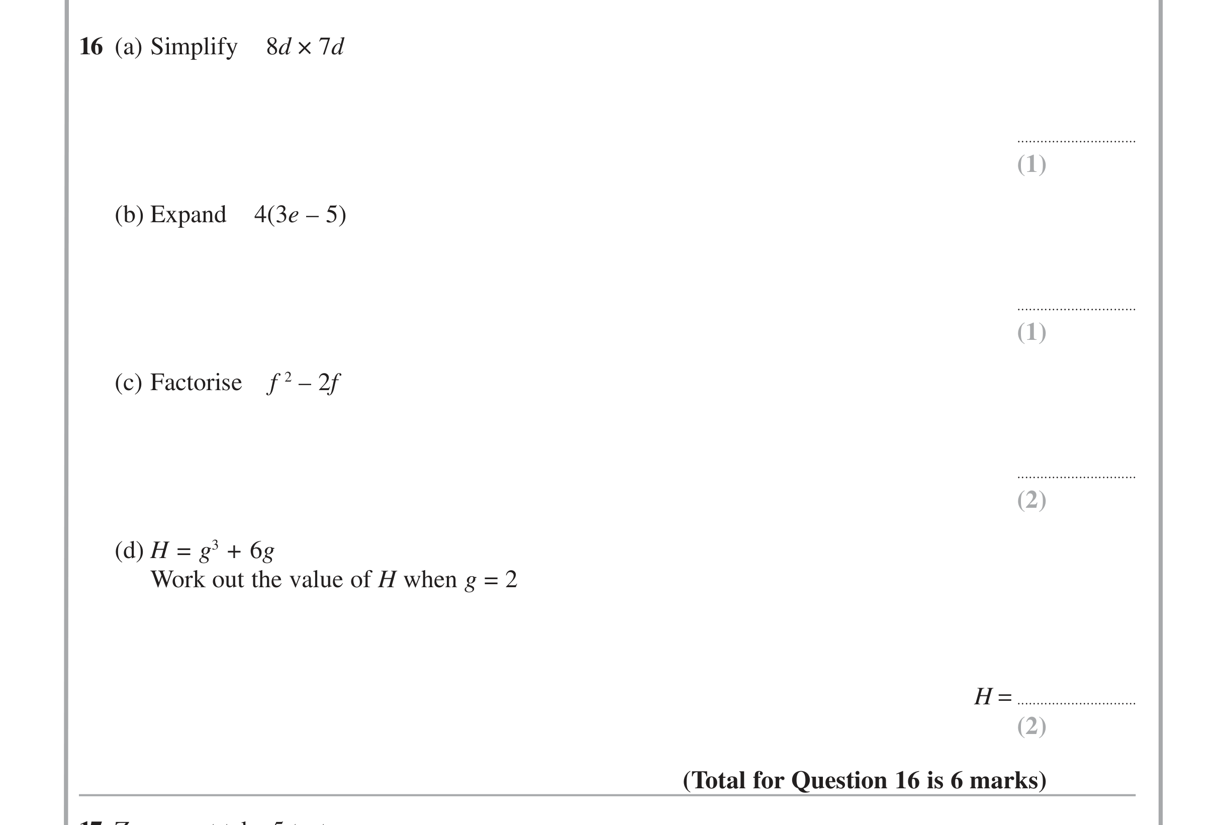Question 16 — Indices and Surds — Edexcel iGCSE June 2014