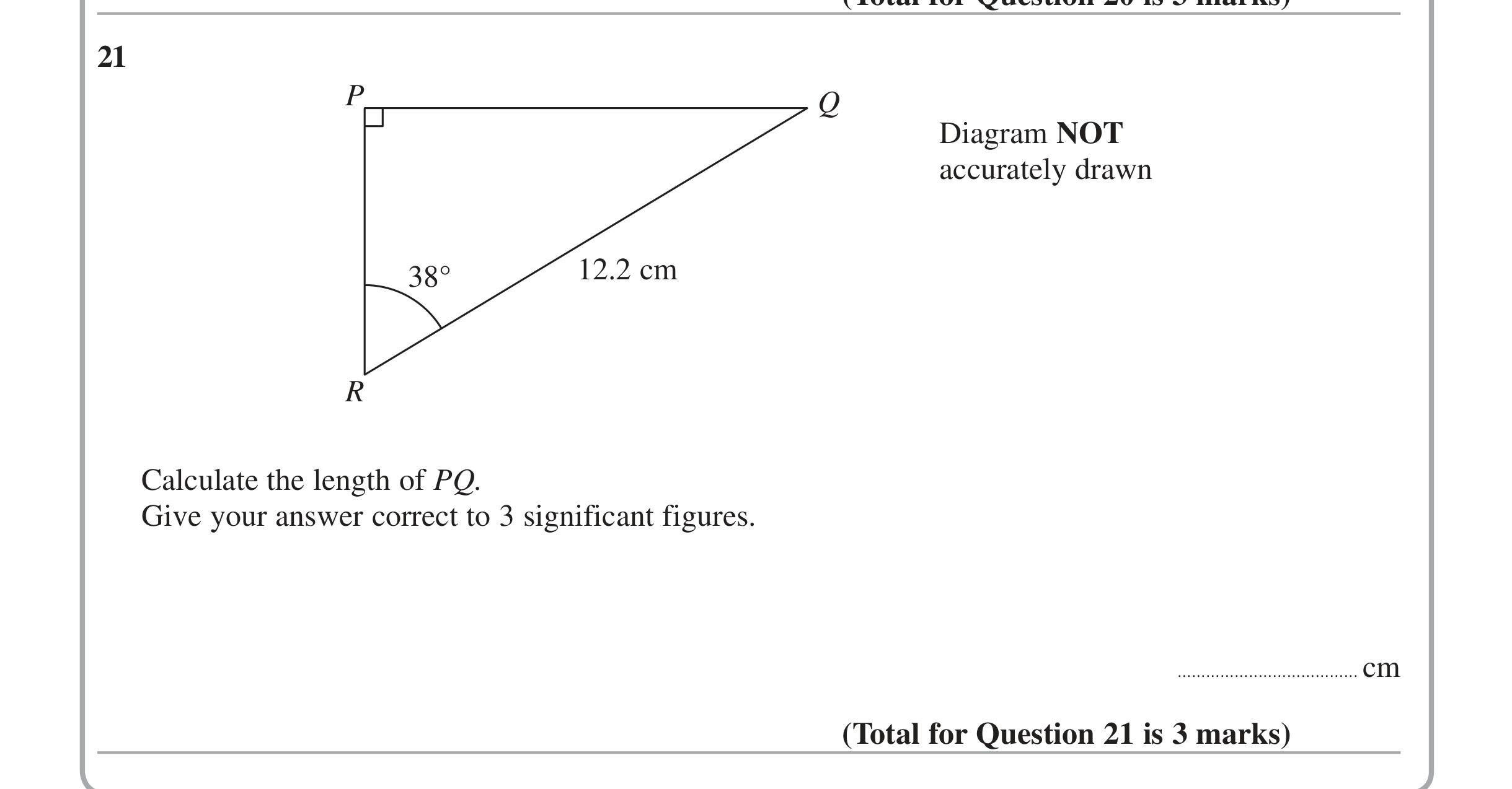 Question 21 — Trig — Edexcel iGCSE June 2014