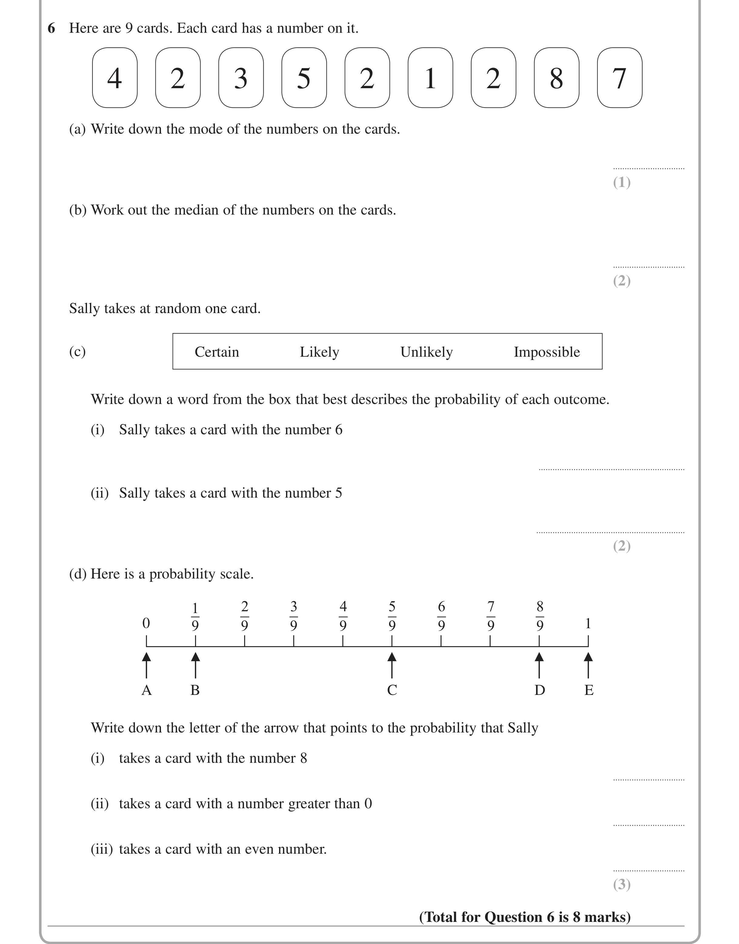 Question 6 — Probability — Edexcel iGCSE June 2014